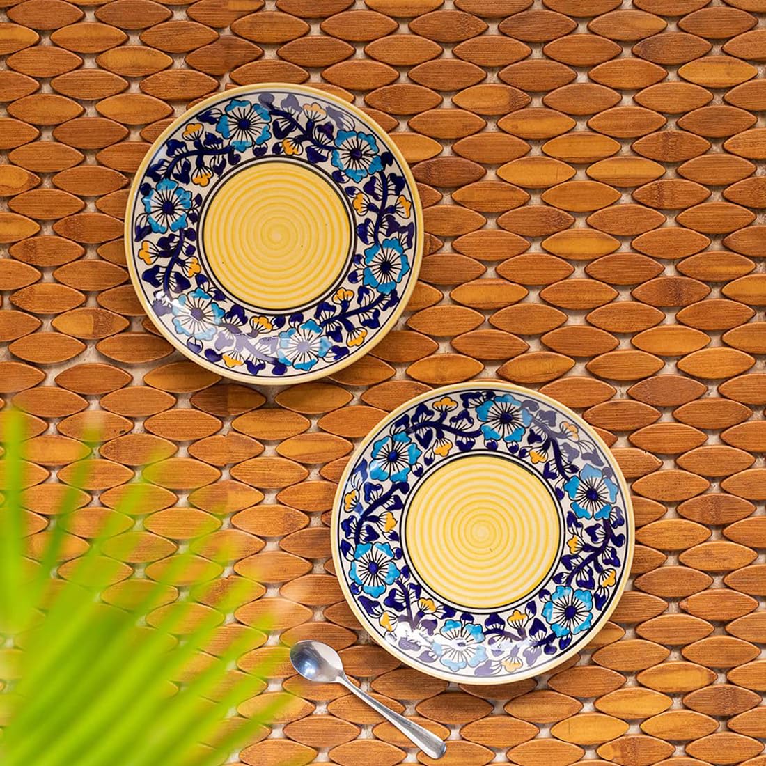 Exclusivelane Ceramic Quarter Plates/Side Plates For Snacks Plates (Set Of 2, 7 Inches, Dishwasher & Microwave Safe) | 'Badamwar