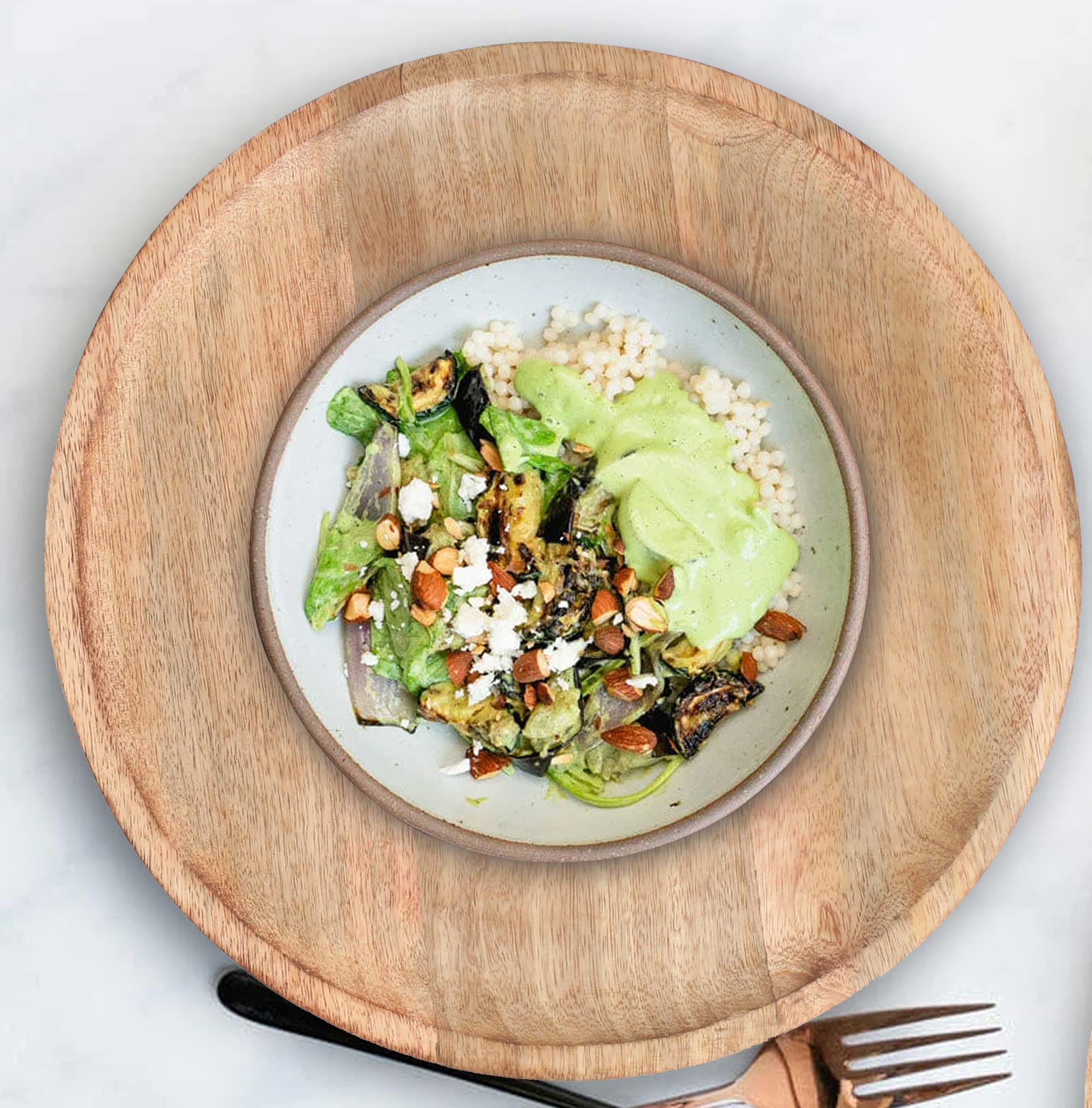 Light & Pro Wooden Charger Plates, Round Natural Wood Centerpiece Tableware Service Plate For Salad, Sandwiches, Burgers, Dinner