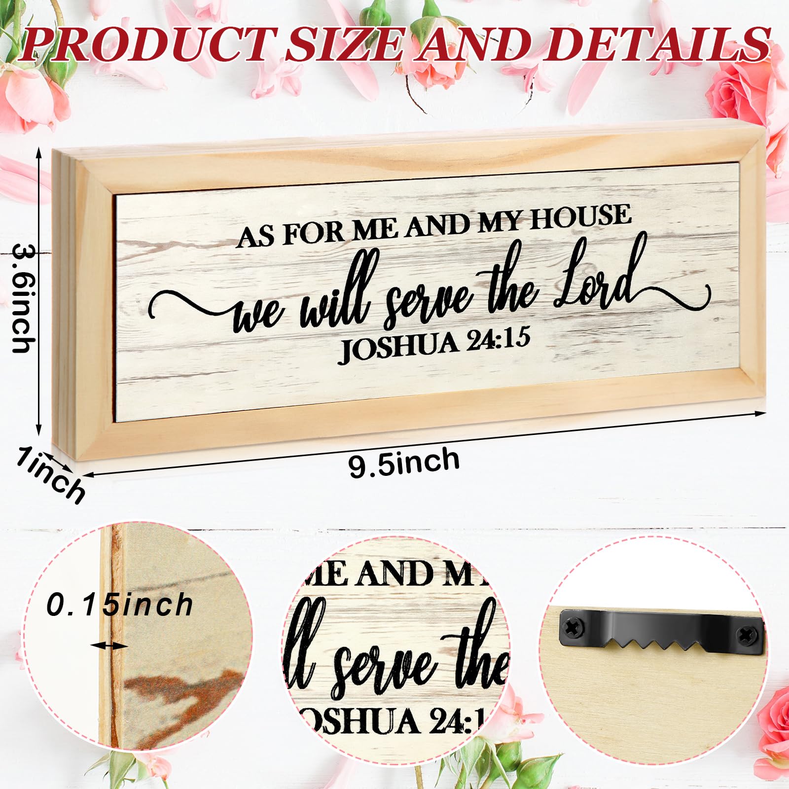 Jetec Farmhouse Bible Verse Scripture Wall Signs, As for Me and My House We Will Serve the Lord Wooden Plaque Decor for Church H