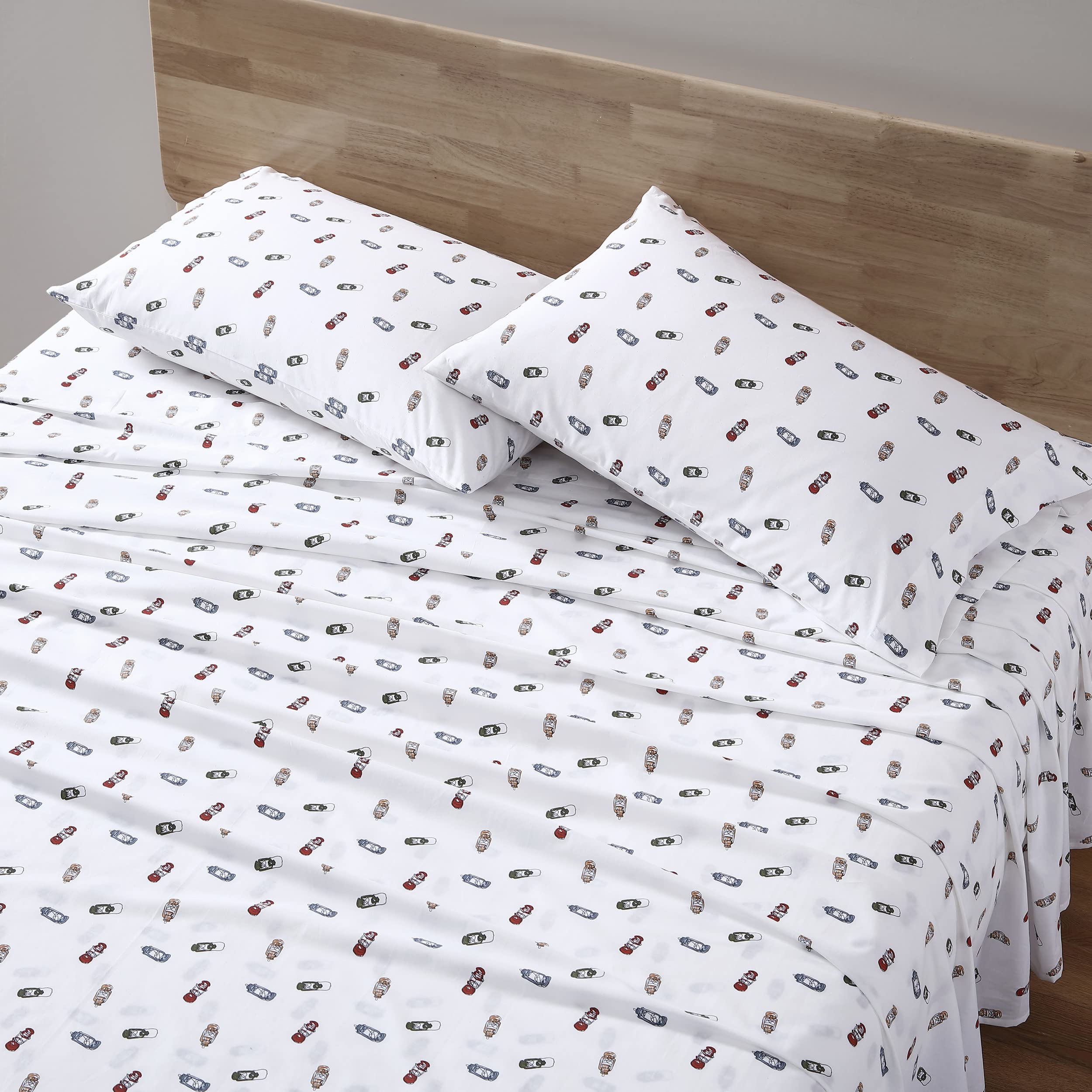 Eddie Bauer - King Sheets, Cotton Percale Bedding Set, Crisp  Cool Home Decor (Explore Lantern White, King)