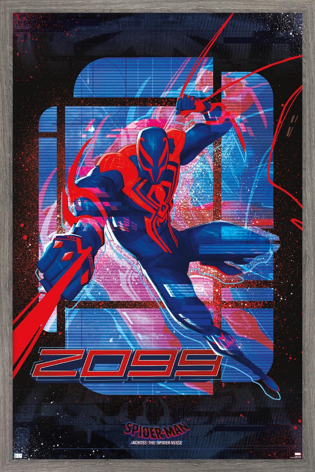 Trends International Marvel Spider-Man: Across The Spider-Verse - Spider-Man 2099 Wall Poster, 22.37'' X 34.00'', Barnwood Frame