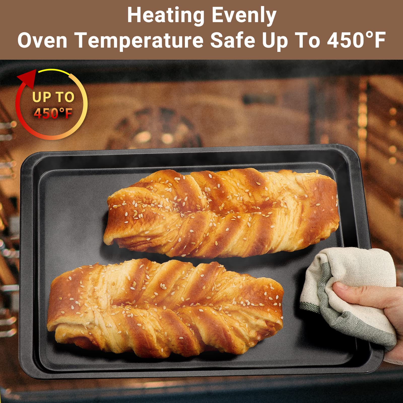 Beasea Baking Sheet 2 Pack, 10X14.6 Inch Cookie Sheet Nonstick Carbon Steel Baking Sheet For Oven Pans Baking Tray Cooking Sheet