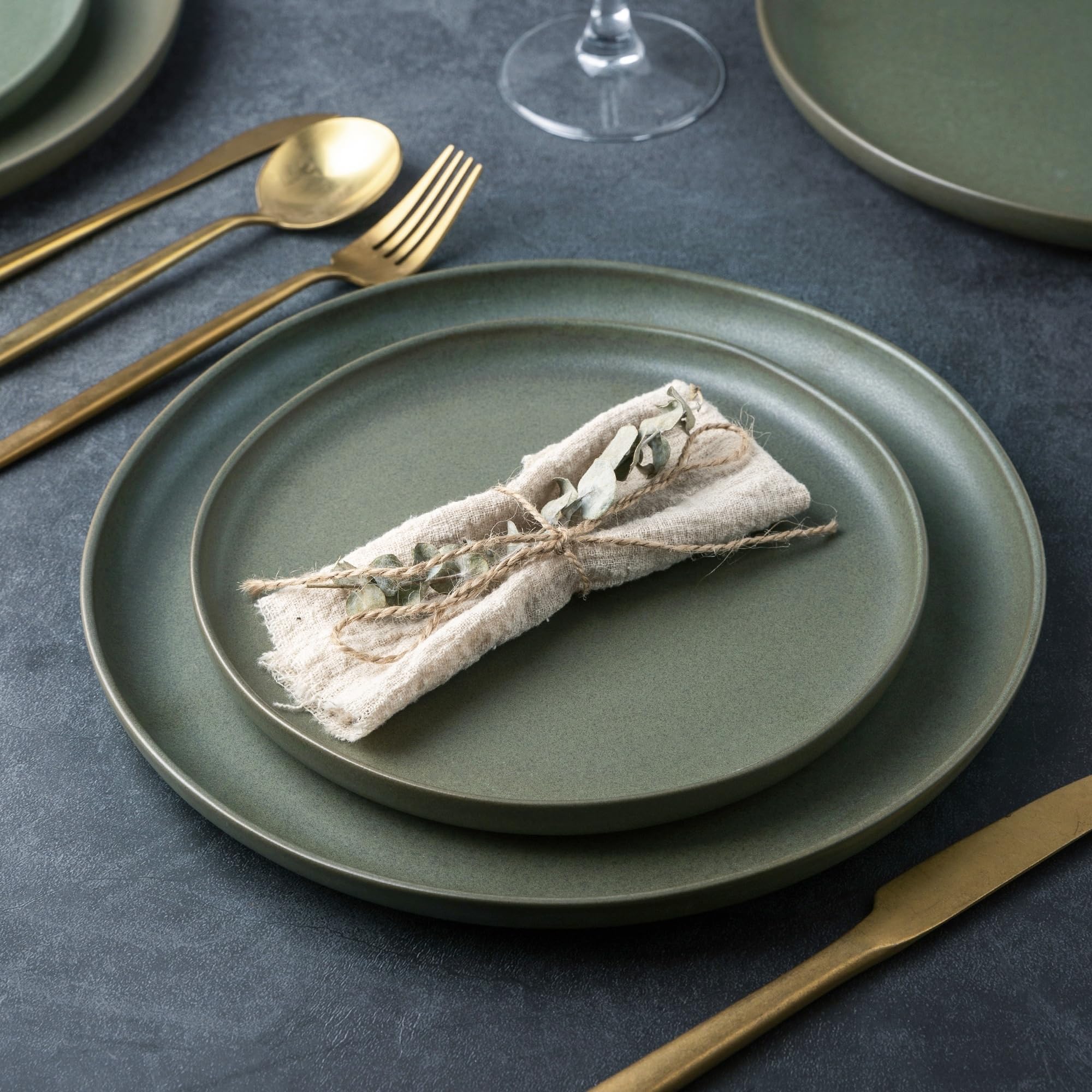 Amorarc Ceramic Dinner Salad Plates Set Of 6, Wavy Rim 8.5 Inch Dish Set, The Dessert,Salad, Appetizer, Small Dinner Etc Plate,M