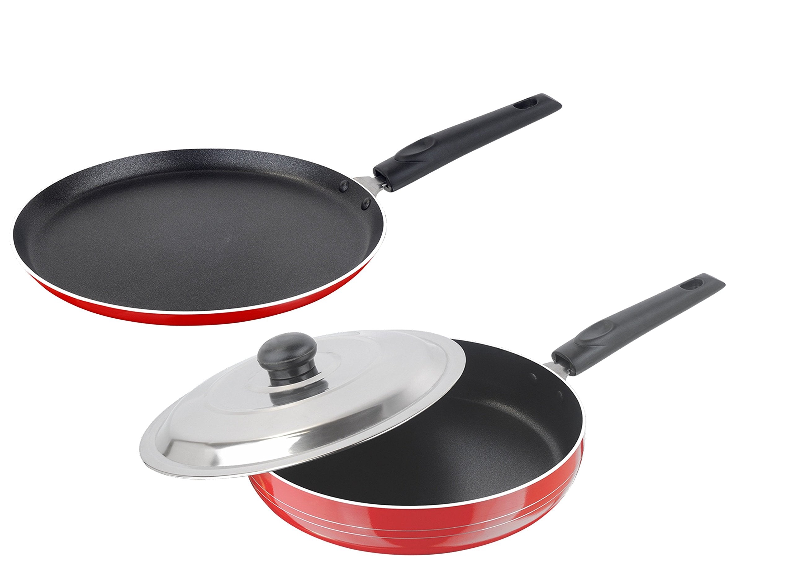 Nirlon NonStick Aluminium Cookware Set, 2Pieces, Multicolour (2.6Mmft12+2.6Mmfp12)