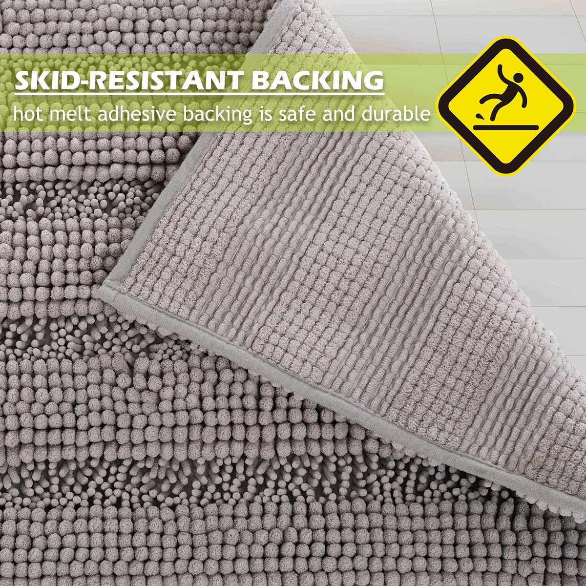 Non Slip Bathroom Rugs - Luxury Chenille Dry Fast Plush Super Soft Plush Chenille Washable Small Bath Mats For Kitchen Living Ro