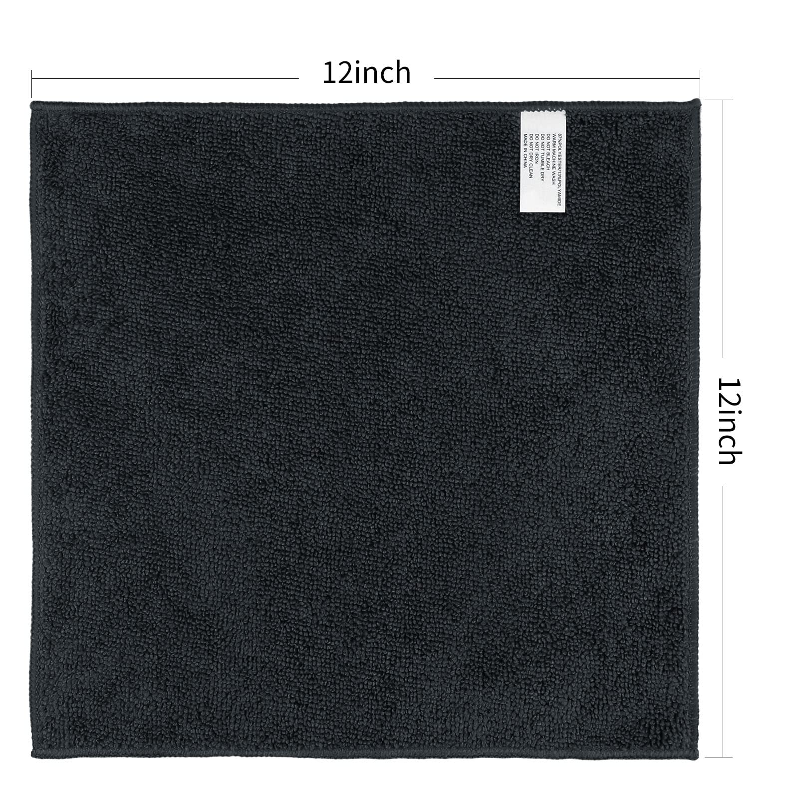 Orighty Microfiber Washcloths Towels Set 50 Pack  Highly Absorbent and Super Soft Fingertip Towels  Multi-Purpose Wash Cloths for Bathroom  Hotel  Spa  and Gym  12x12 Inch  Black