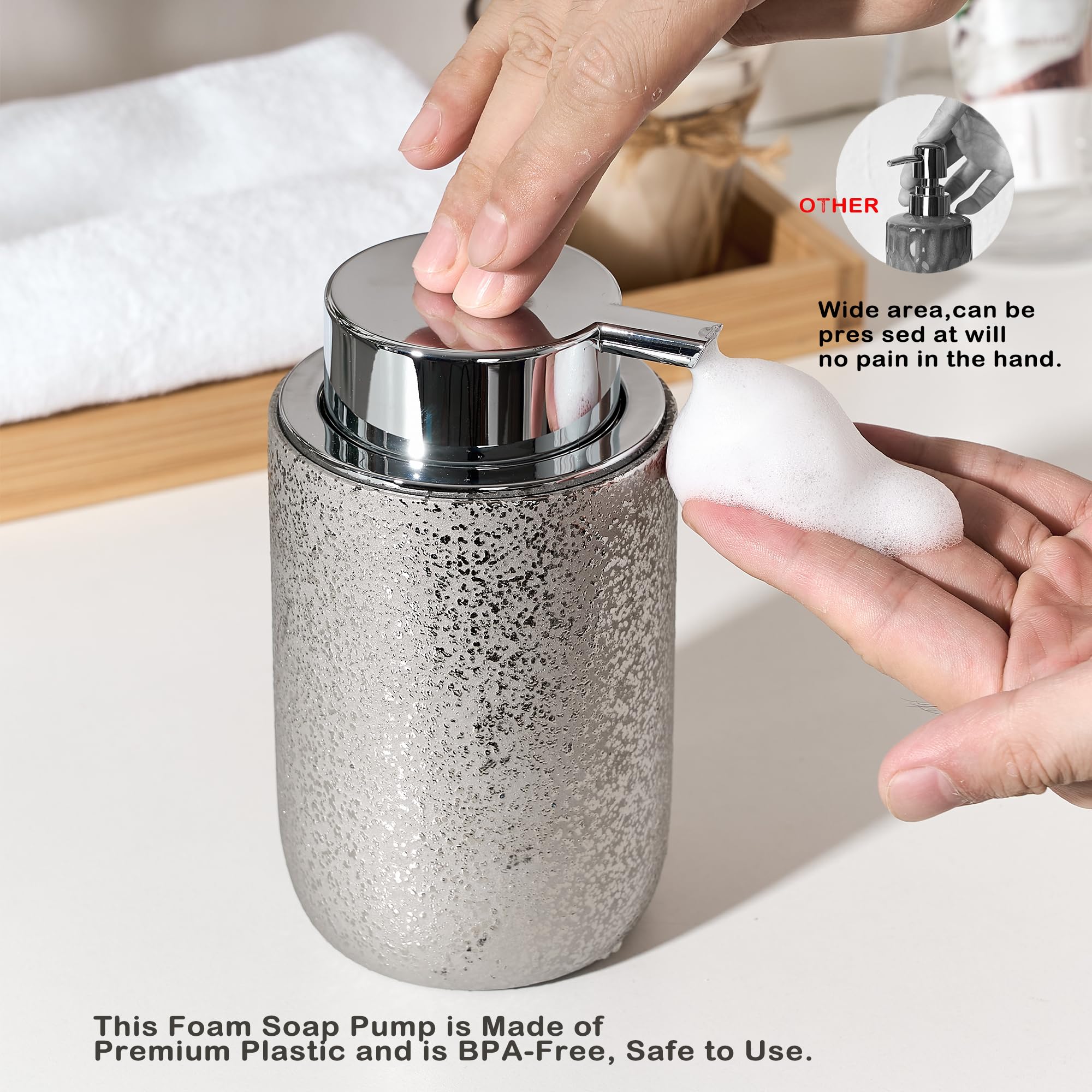 Girlufo 2Pcs Foaming Soap Dispenser Set,Foaming Hand Soap Dispenser For Countertop,12Oz Bathroom Soap Dispenser Set With Foam So