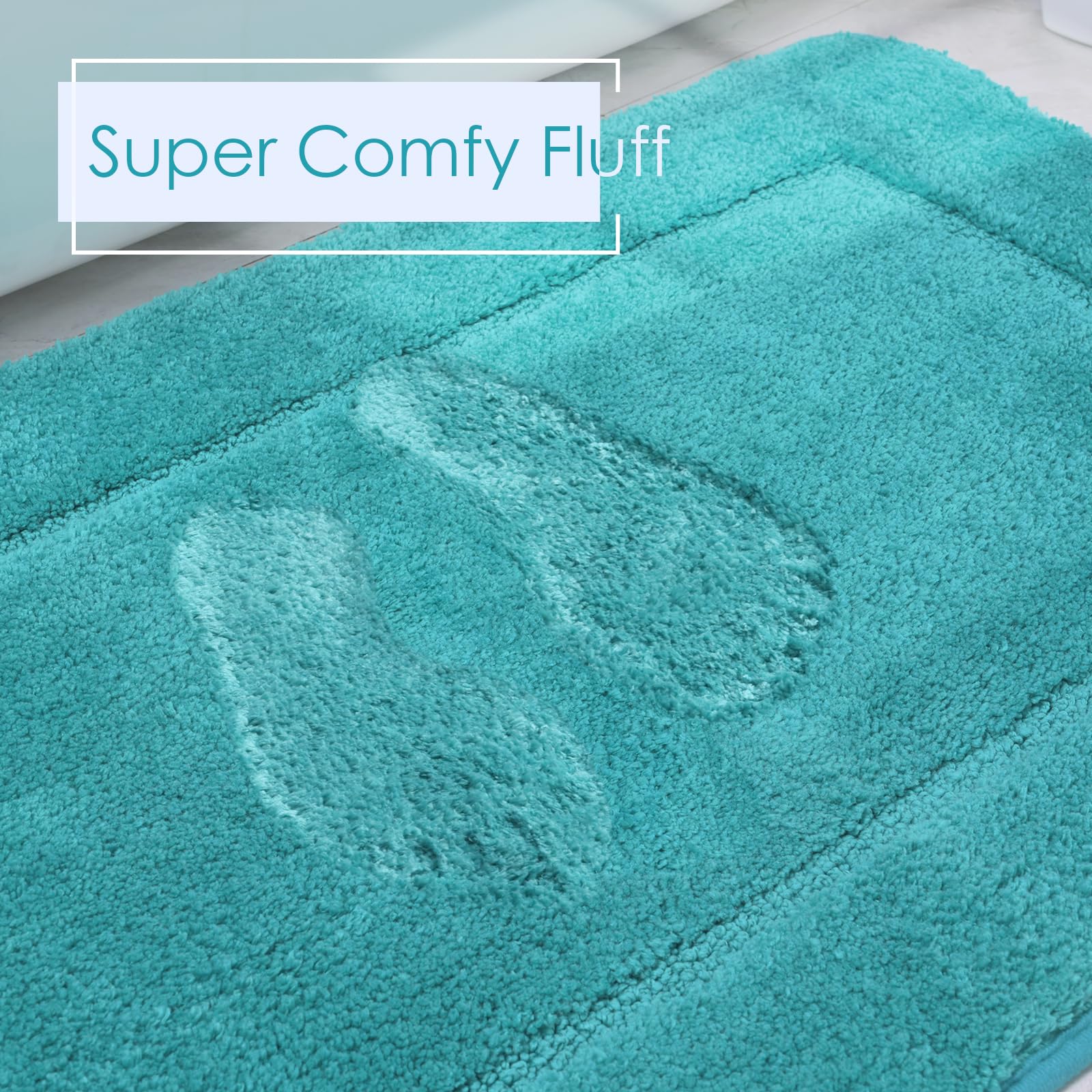 Lochas Bathroom Rug Set Teal Blue, Soft Bath Rug Set 2 Piece Set, Toilet Mat U-Shaped 20X20 And 34X20 Bathroom Rugs, Quickly Dry