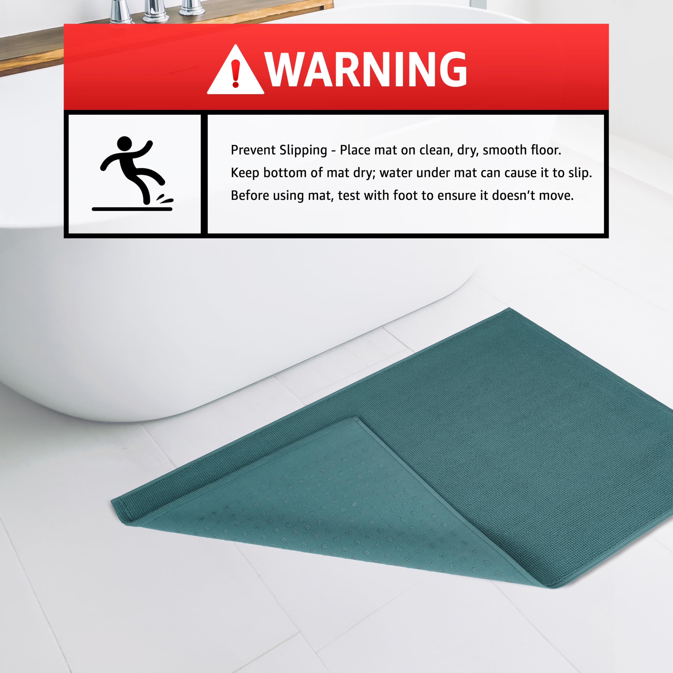 American Soft Linen Bath Rug  17 in 24 in 100% Cotton Bath Mats Rugs for Bathroom  Non Slip Washable Shaggy Form Area Rugs  Colonial Blue Bath Rug