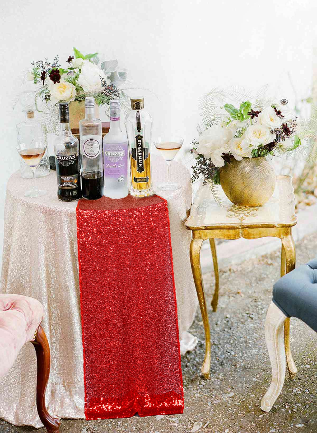 Shinybeauty Wedding Decor Sequin Table Runner,2Pcs Red-12X72-Inch Party Runner, Table Runner For Party Red Christmas Table Runne