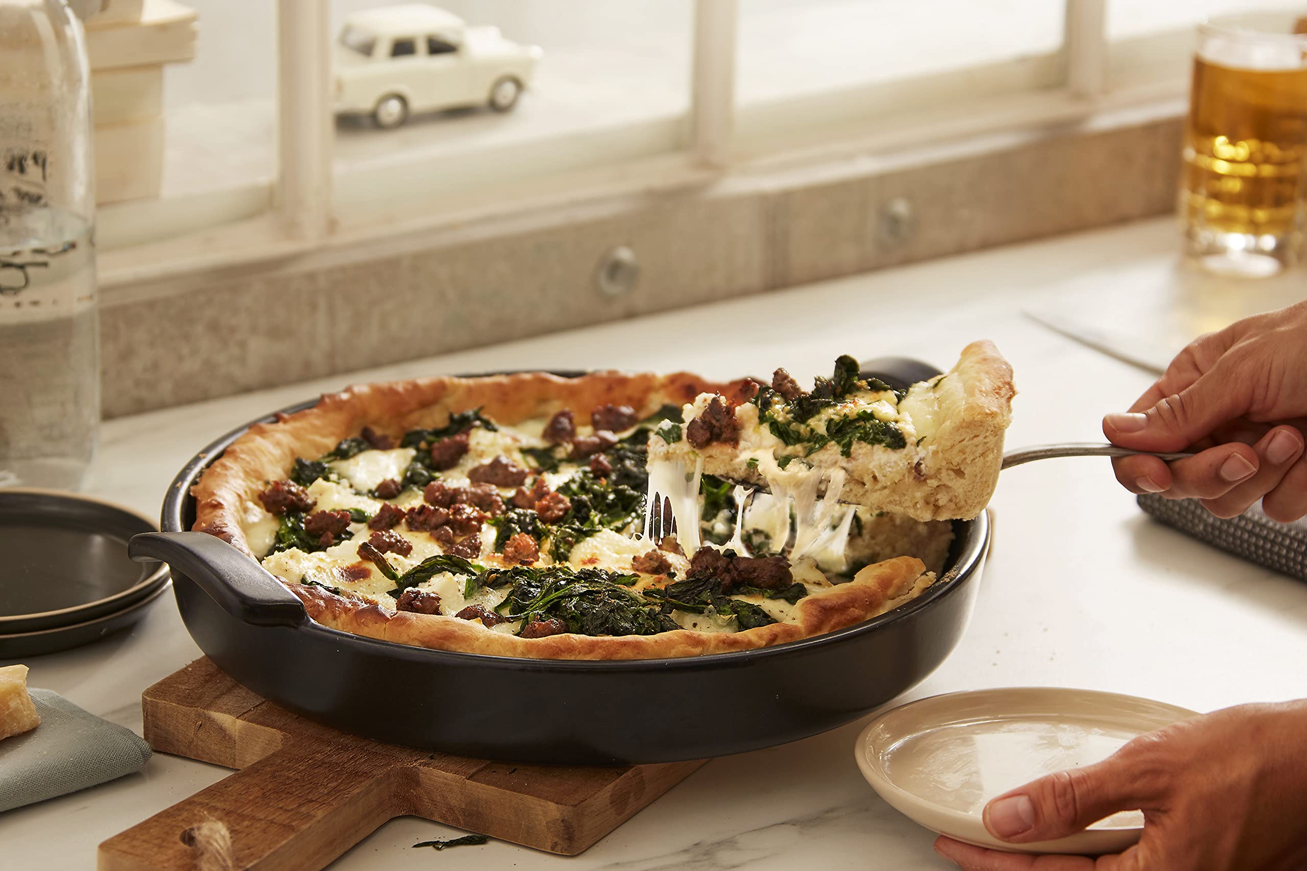 Emile Henry 12'' Deep Dish Pizza Pan | Charcoal