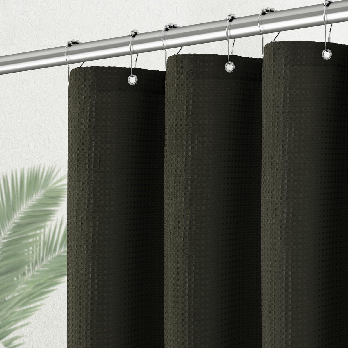 Pangsinne Shower Curtain Waffle Weave 36 Inches Heavy Duty Stall Fabric Shower Curtain Set For Bathroom, Waterproof Weighted 256