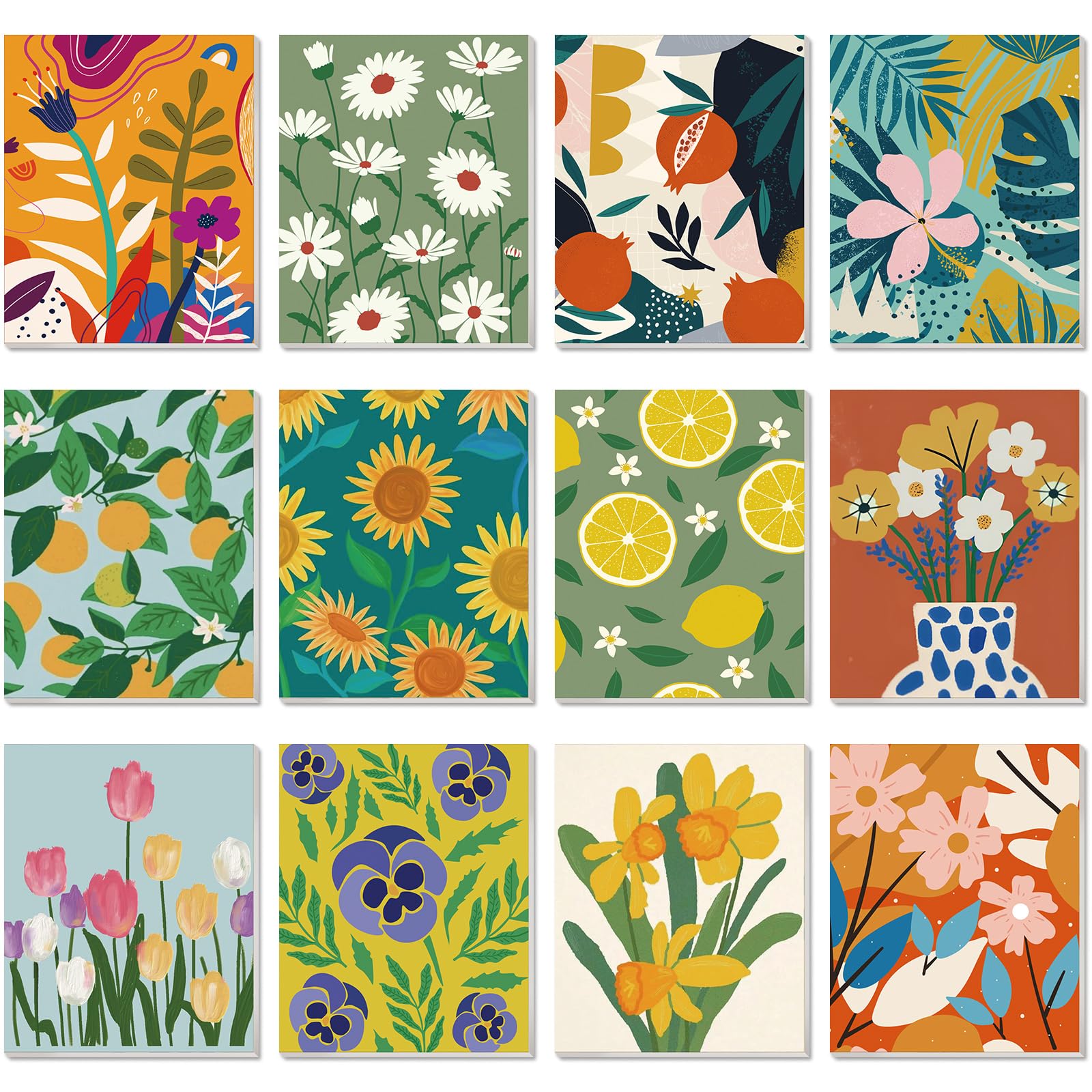 Engrowtic 12 Pcs Green Plants Pre Printed Canvas Pre Drawn Canvas 8 X 10'' Canvas Painting Set For Kids Printed Canvas To Paint