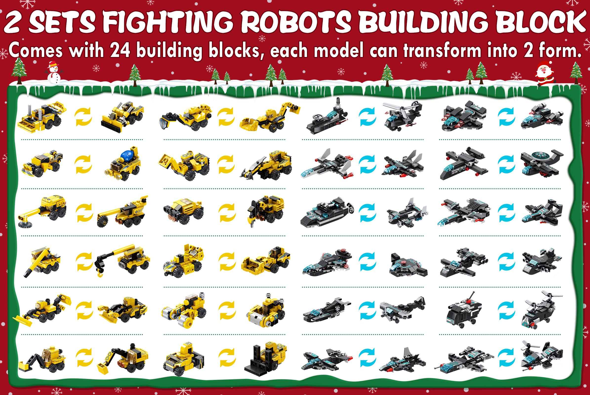 Qinline Kids Advent Calendar 2025 for Boys, 24 Days Christmas STEM Robot Building Blocks Countdown Calendar Gifts Box with 25-in