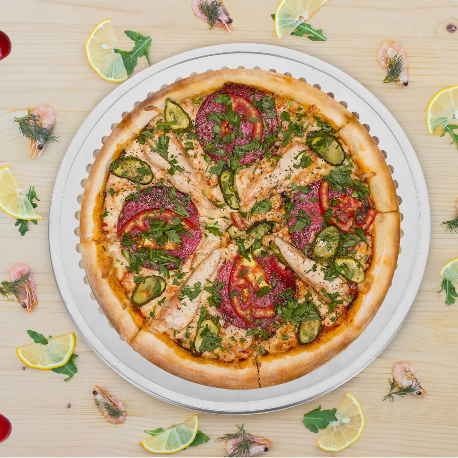 Luxshiny Pizza Pan With Holes Pizza Tray Aluminium Alloy Pizza Pan 12Inch Round Pizza Baking Sheet Oven Tray Pizza Crisper Pan P