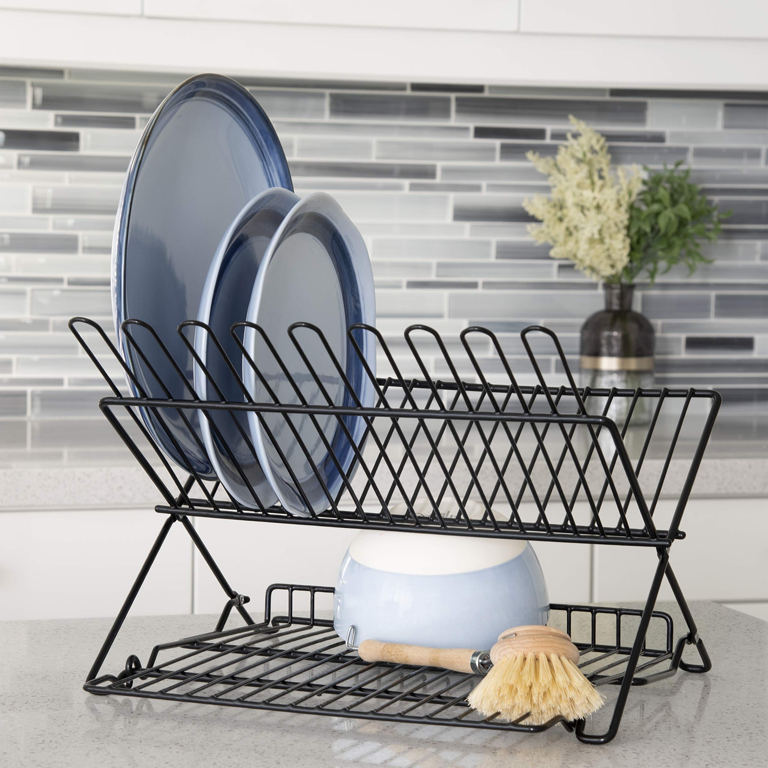 Better Houseware - #1489/E 1489 Large Folding Dish Rack  Black