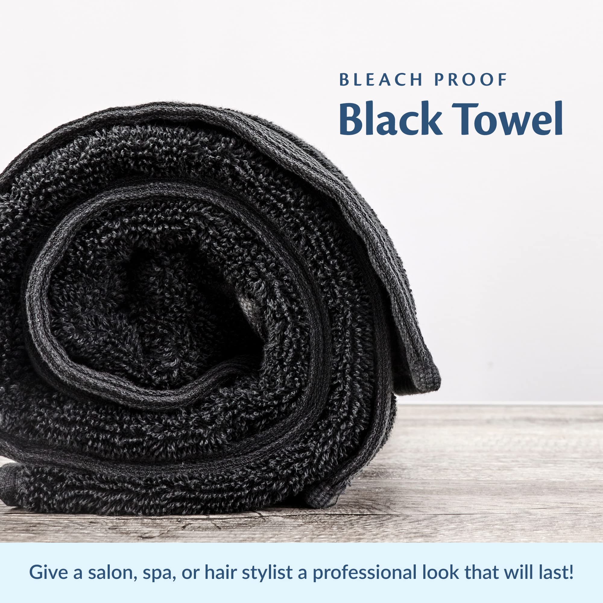Groko Textiles Black Bleach Proof Towels Set, 48 Pack 100% Cotton 16'' X 27'' Color Safe, Stain Resistant, Quick Drying Towels f