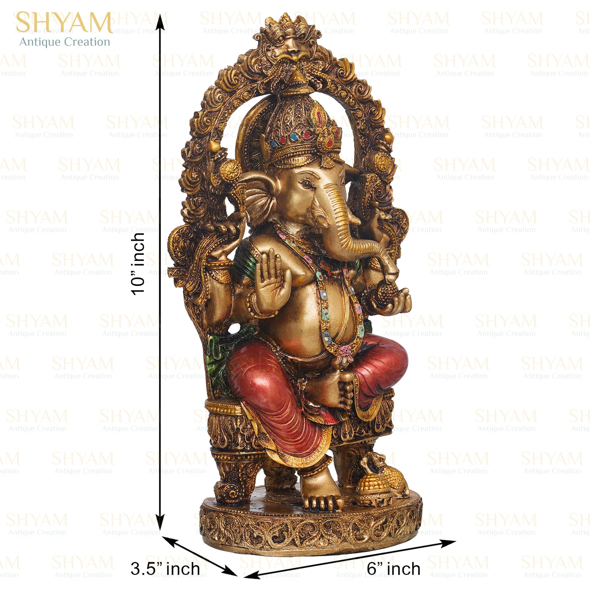 Shyam Antique Creation 10 Ganesh Ji Mehrav Statue Sitting Ganesha Murti For Diwali Bhagwan Ganpati Bappa Blessing Idol Figurine