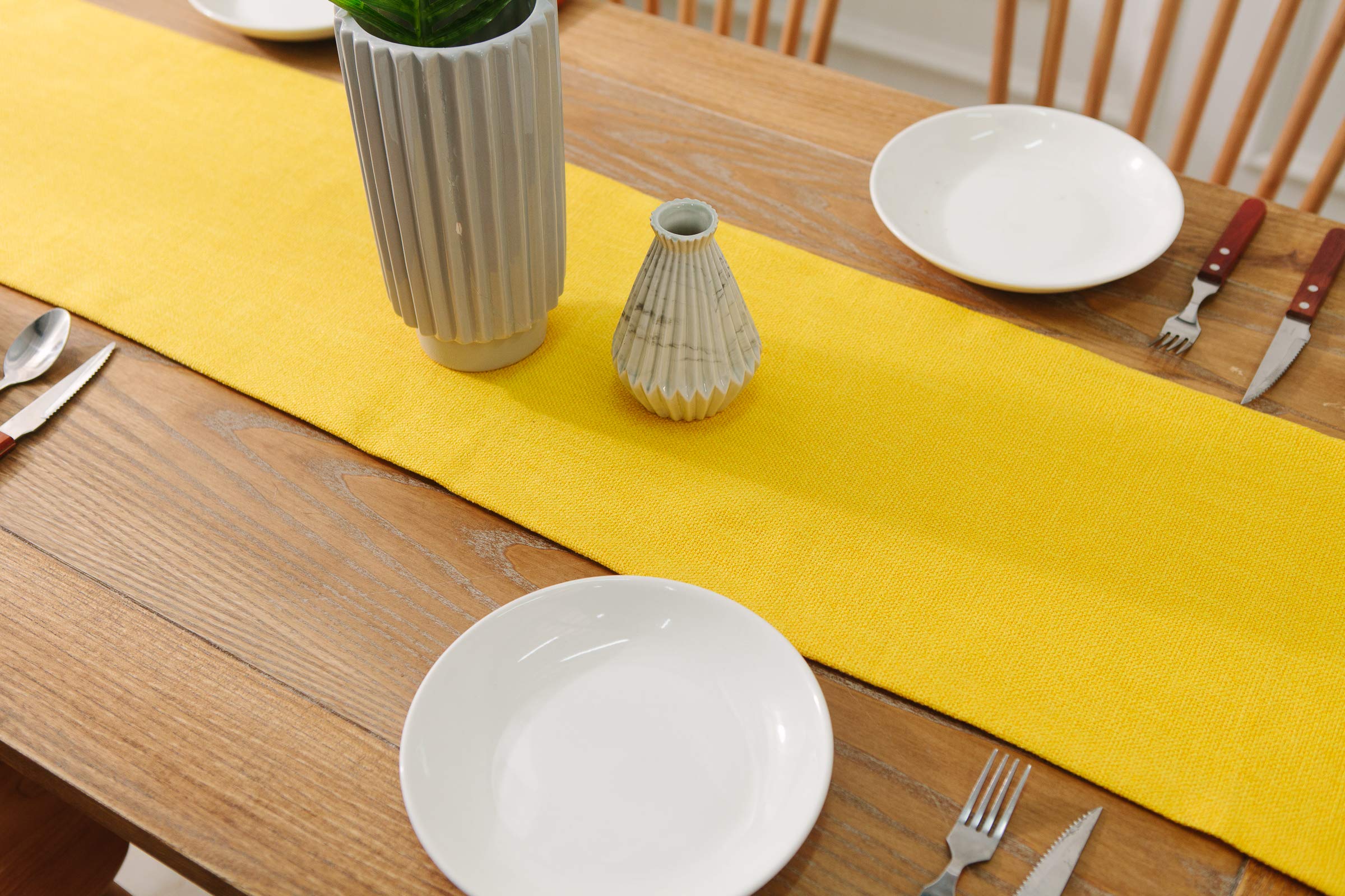 Dining Table Runner 12 X 108 Inches Christmas Living Room Dinner Wedding Birthday Party Burlap Rustic Table Runner, Bright Yello