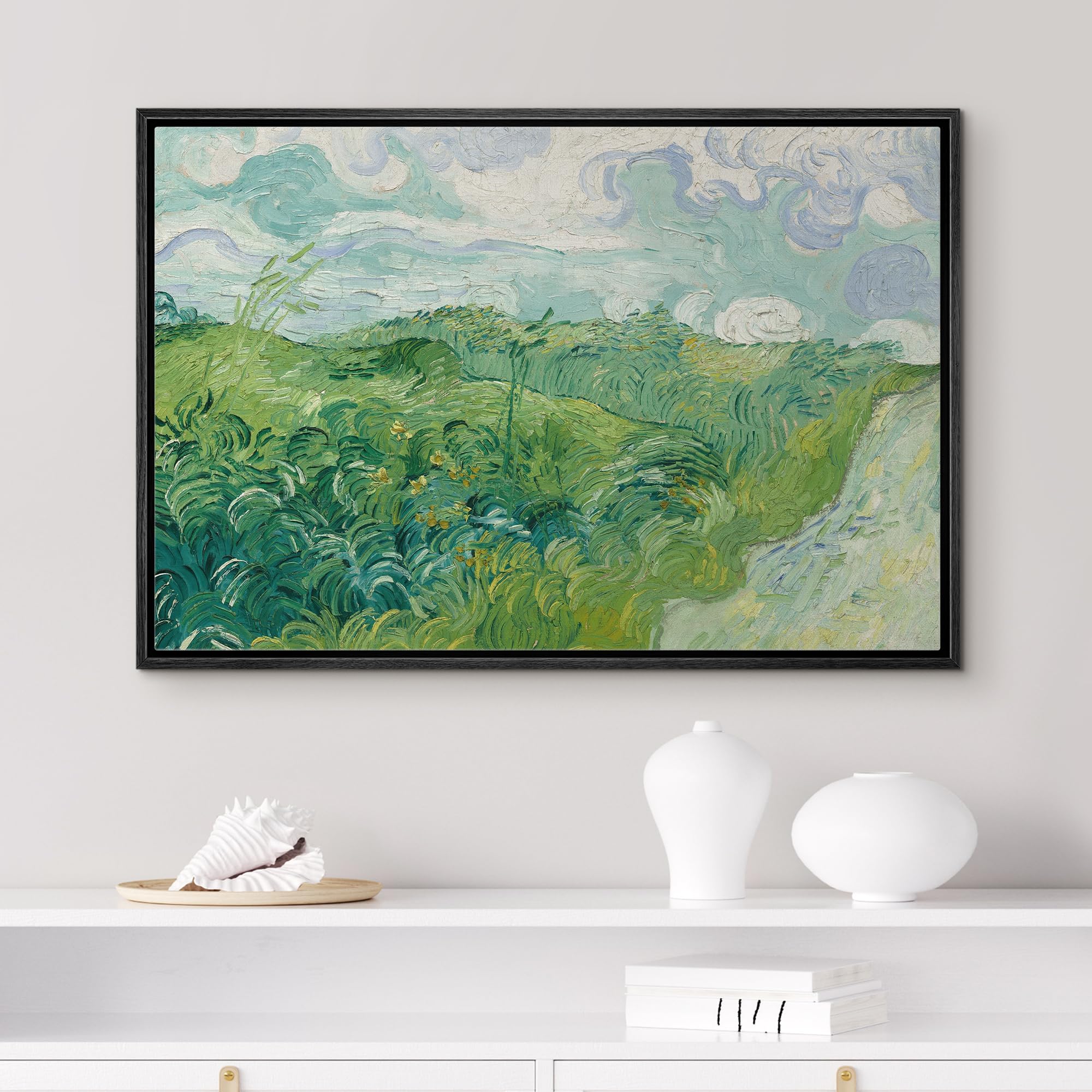 Wall26 Framed Canvas Print Wall Art Green Wheat Fields By Vincent Van Gogh Nature Wilderness Illustrations Modern Art Decorative