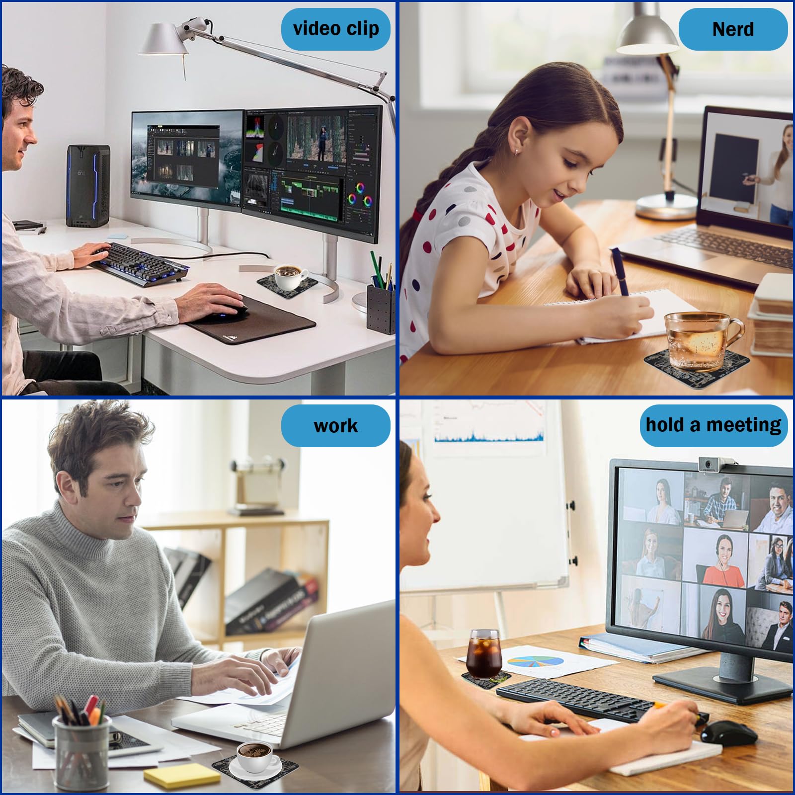 2 Pcs Circuit Board Coasters Coasters For Drinks In Pcb-Design Black Immersion Gold Circuit Board Coasters For Men Funny Drink C