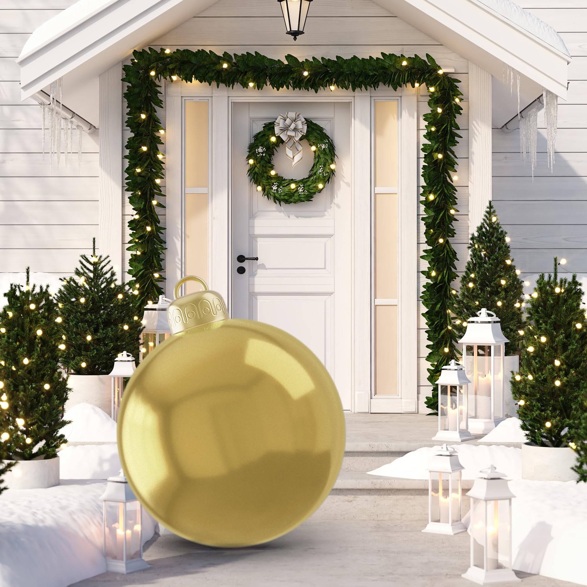 24 inch Outdoor Inflatables Ornaments Ball Xmas Inflatable Decorated Balls, Christmas Outdoor Decorations Balls Large Christmas