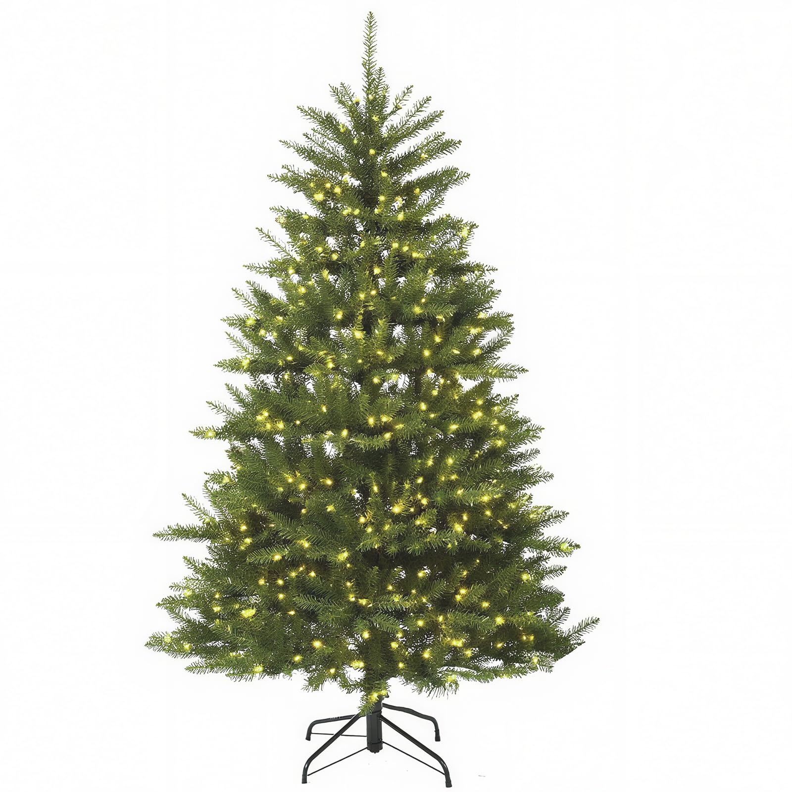 Aovotreena 6FT Pre-Lit Artificial Christmas Tree with 500 White Lights, 1430 PVC Branch Tips,Green Dunhill Fir Xmas Tree, Foldab