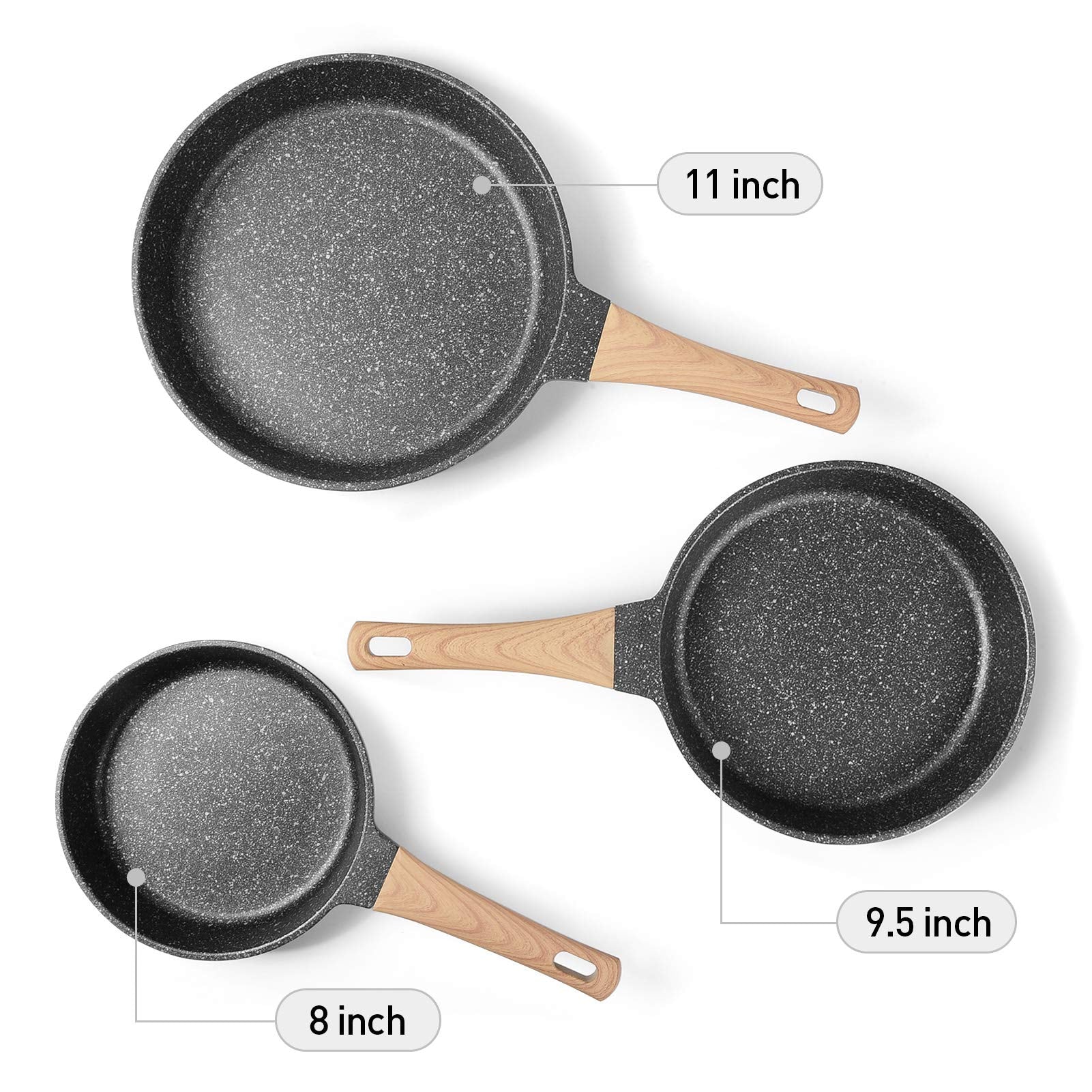 Yiifeeo Frying Pans Nonstick, Induction Frying Pan Set Granite Skillet Pans For Cooking Omelette Pan Cookware Set With Heat-Resi