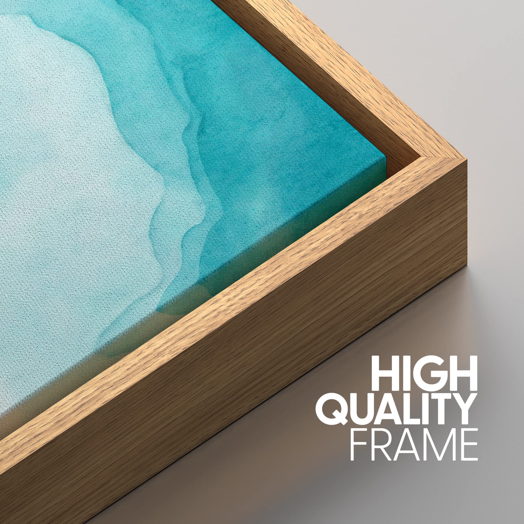 Signwin Framed Canvas Print Wall Art Set Vibrant Teal Watercolor Paint Stroke Collage Landscape Abstract Shapes Illustrations Mo