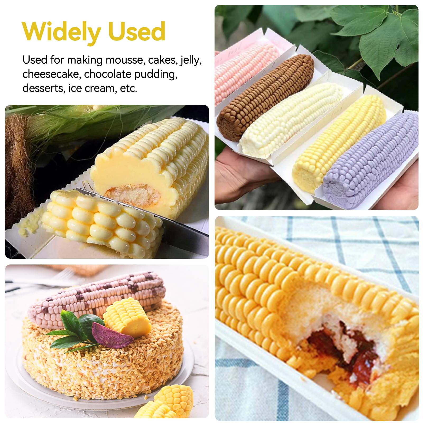 3D Corn Silicone Mold, Baking Molds Dessert Molds Silicone Mold Mousse Cake, Pastry, Chocolate, Soap