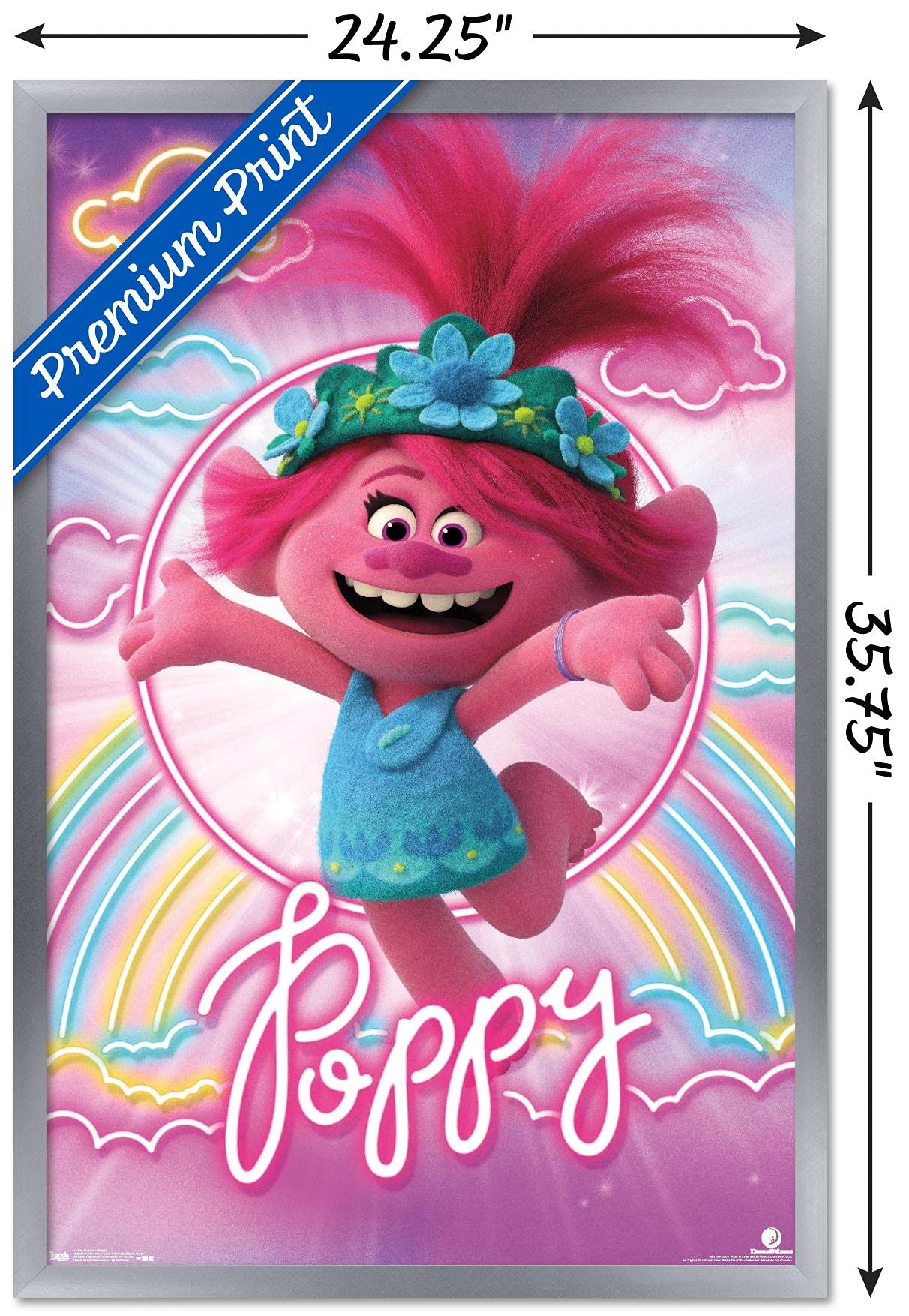 Trends International Dreamworks Trolls 2 - Poppy Wall Poster, 22.375'' X 34'', Silver Framed Version