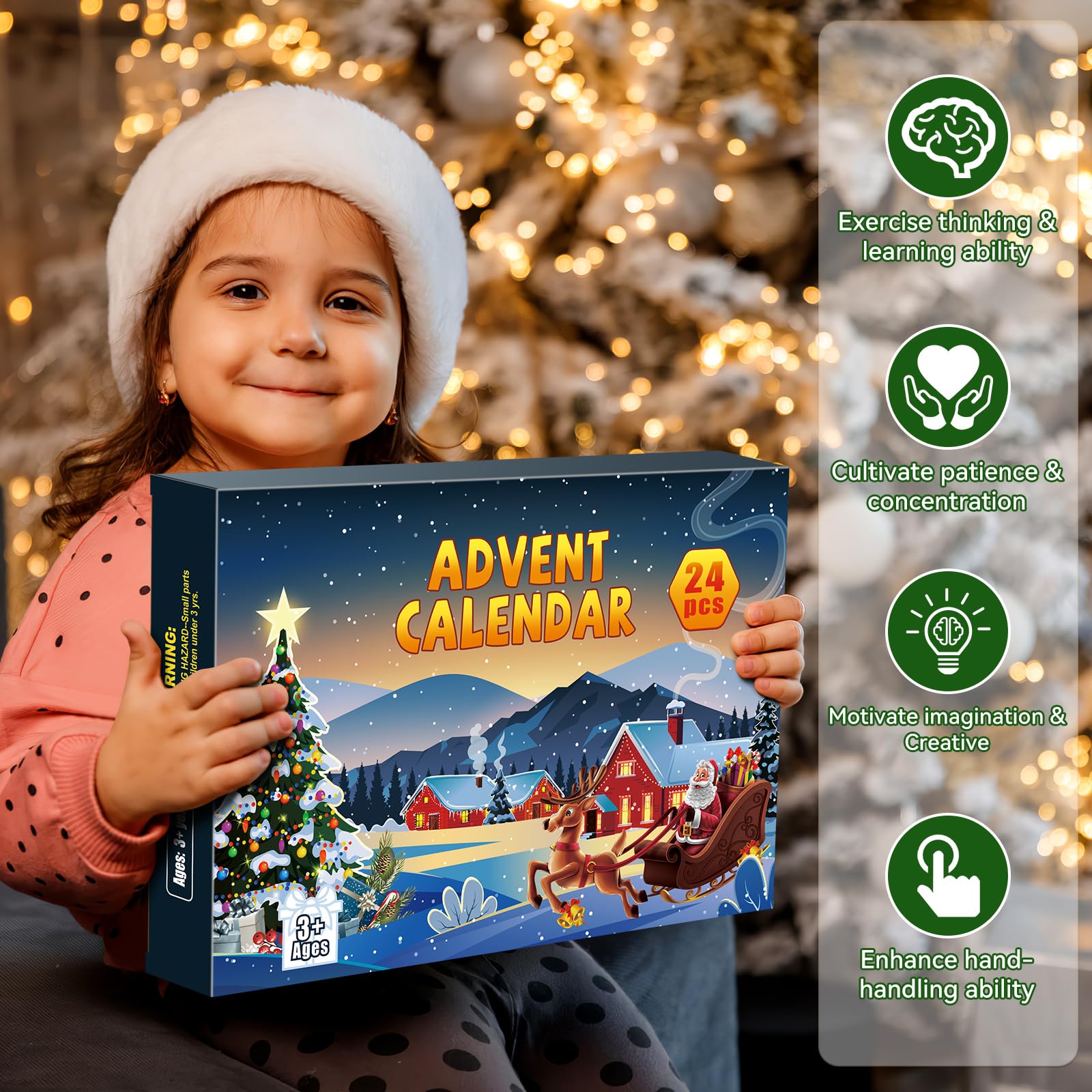 Advent Calendar 2025 Brain Teaser Puzzles for Adults Teens Kids, 24 Pcs Metal & Wood Puzzle Christmas Countdown Calendar with Fu