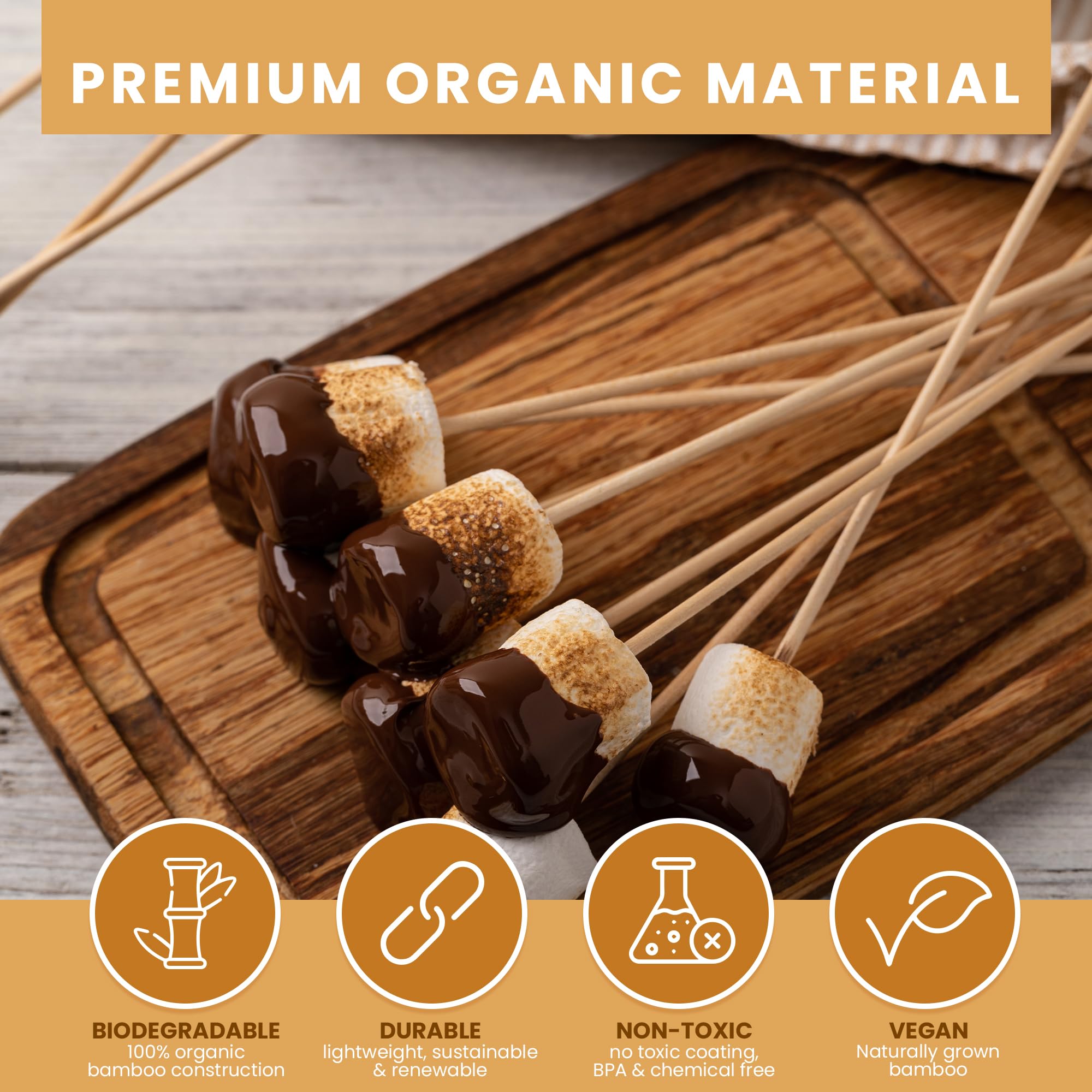 DecorRack Natural Bamboo Skewer Sticks  400 Pack of 6 inch Organic Wooden Barbecue Kabob Skewers  Best for Grill  BBQ  Kebab  Marshmallow Roasting or Fruit Sticks