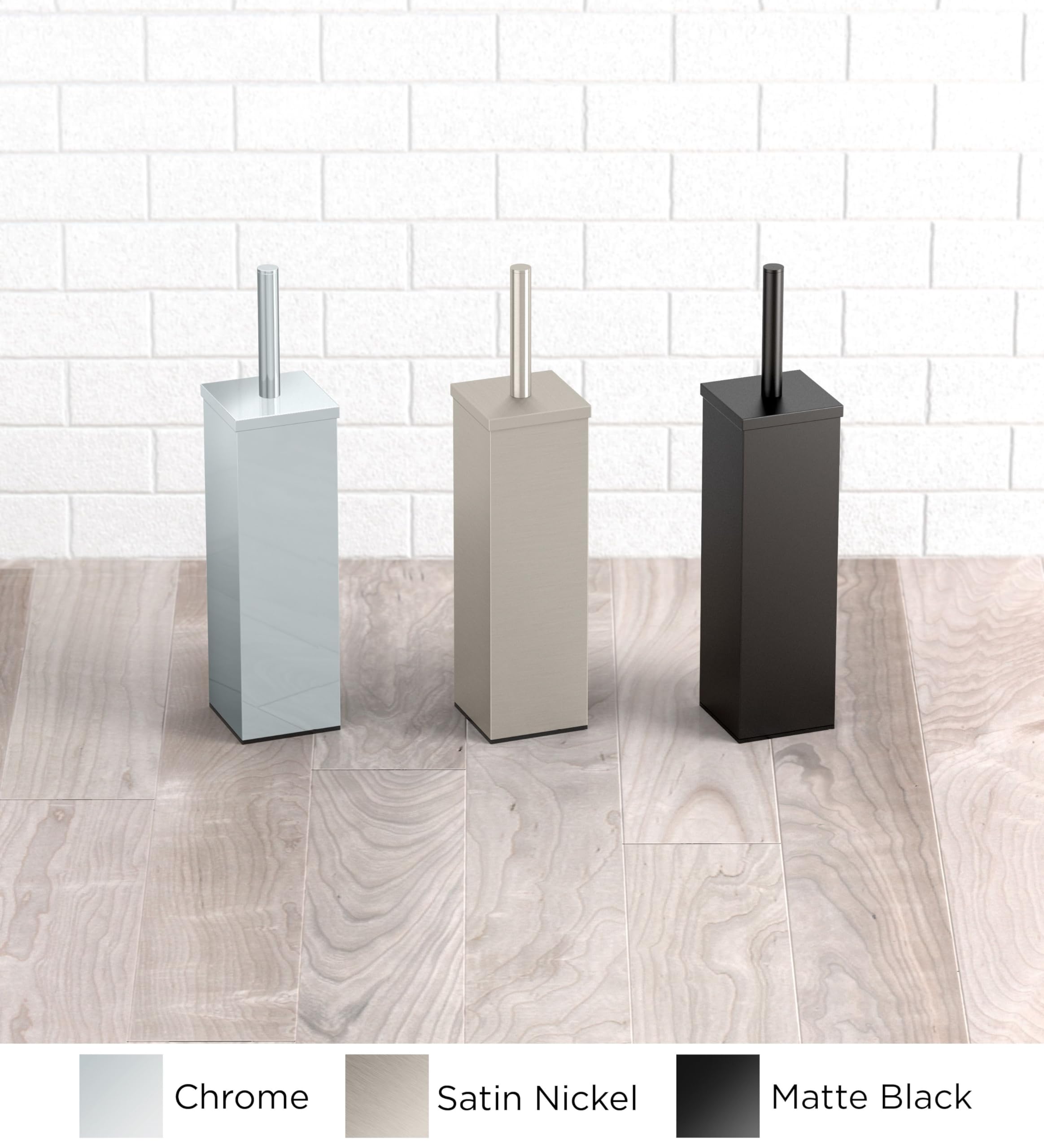 Gatco 1488Mx Elegant Square Toilet Brush Holder, Matte Black