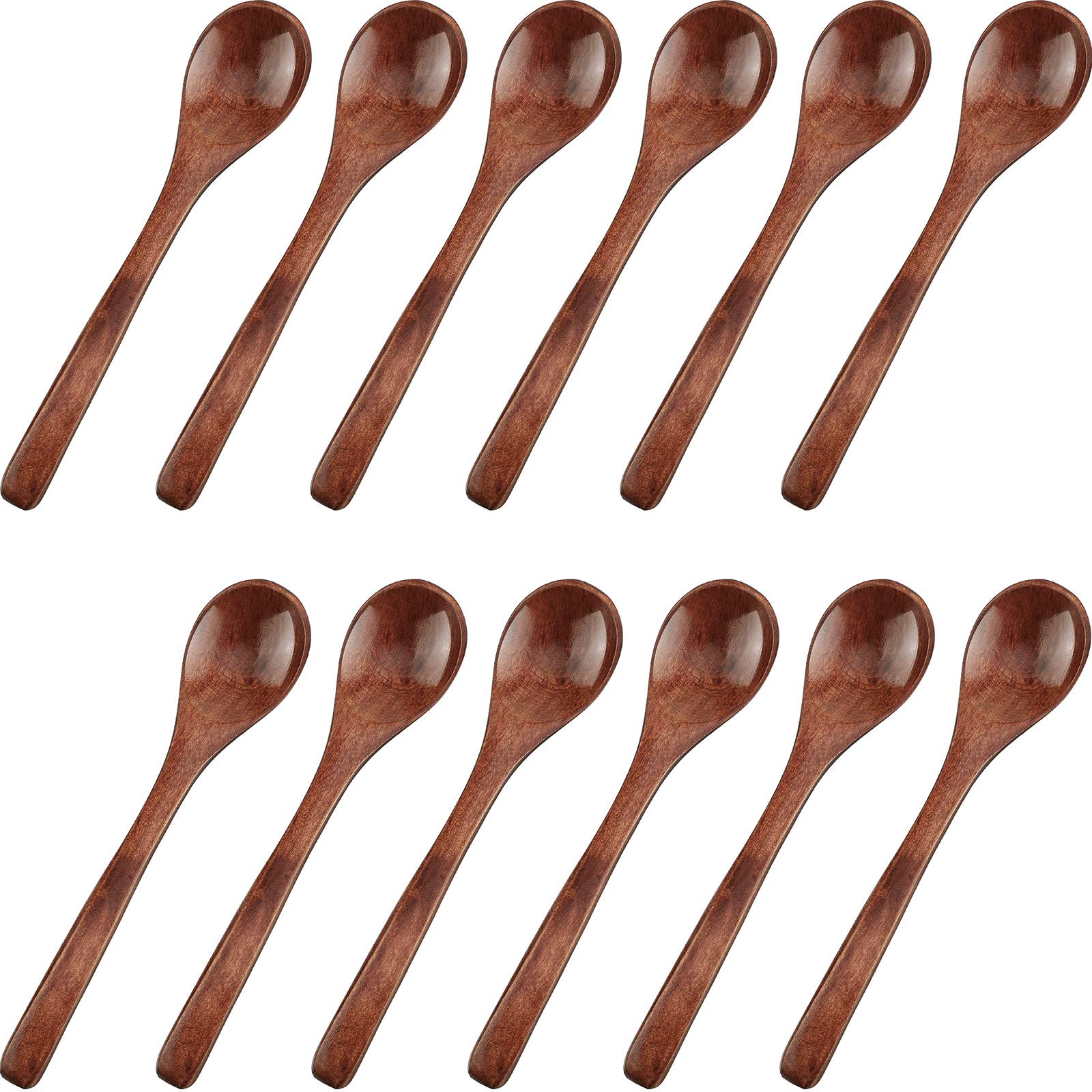 Patelai 12 Pcs Small Wooden Spoons 5 Inch Honey Spoons For Tea Mini Wood Tasting Spoons For Cooking Little Tiny Wooden Eating Se