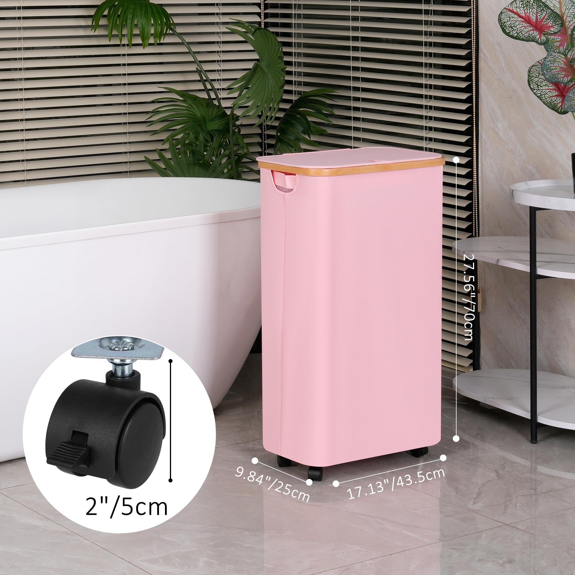 Iegrow 75L Laundry Basket With Wheels,Clothes Hamper For Laundry,Laundry Hamper With Lid And Inner Bag, For Laundry Room, Bedroo