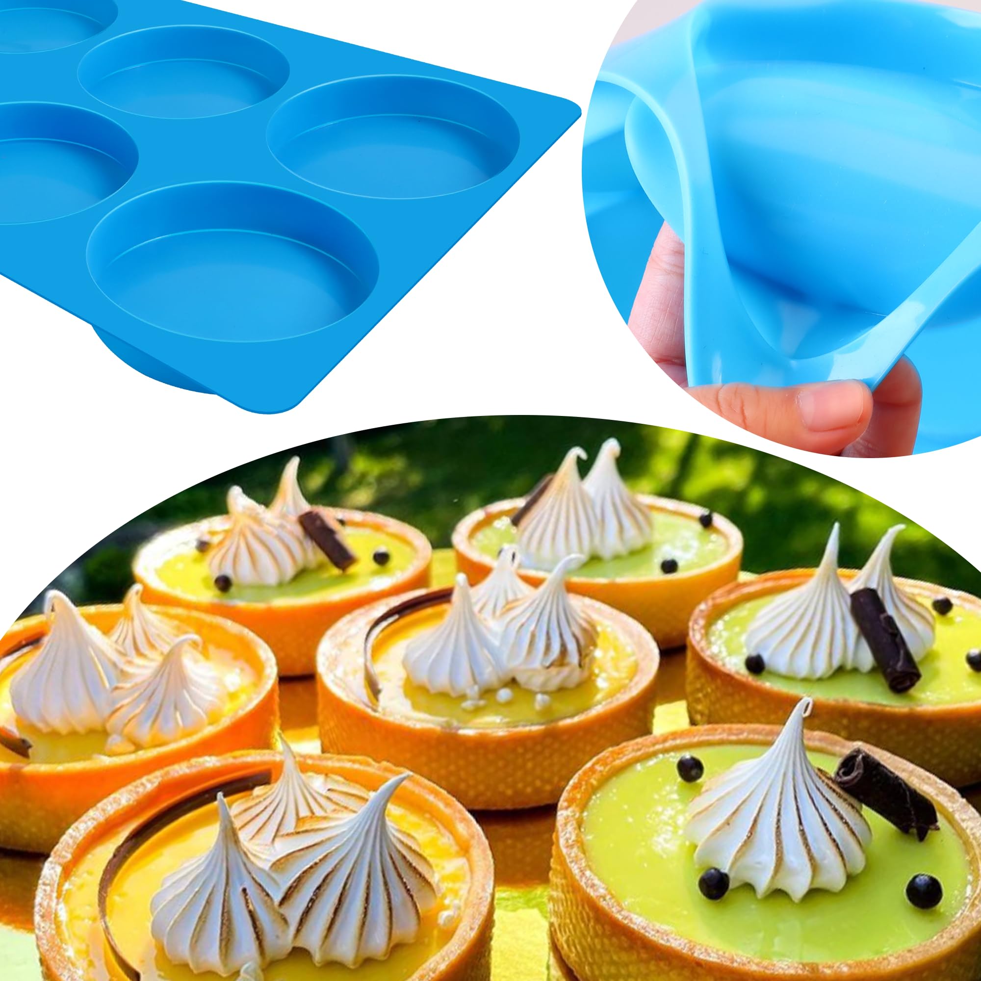 Sidosir Round Silicone Mold For Baking, 4Inch Large Breakfast Sandwiches Mold Silicone For Whoopie Pie, Non-Stick Hamburger Buns