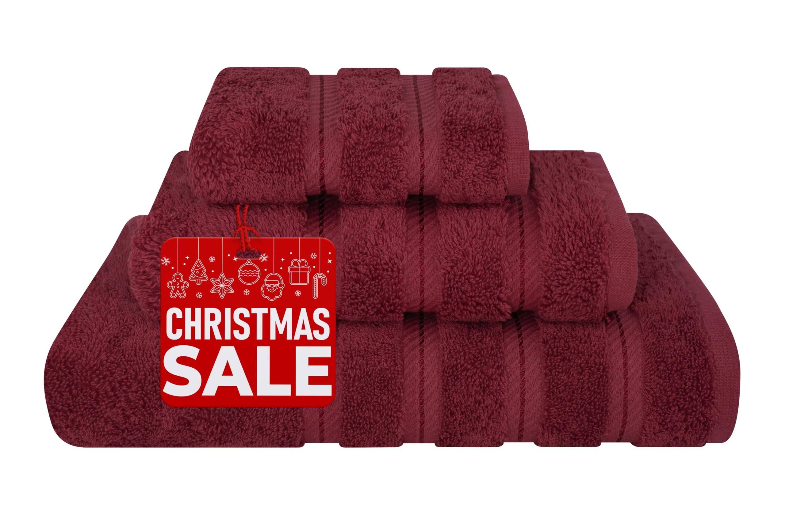 American Soft Linen Luxury 3 Piece Towel Sets, 1 Bath Towel 1 Hand Towel 1 Washcloth, 100% Turkish Cotton Towels For Bathroom, R