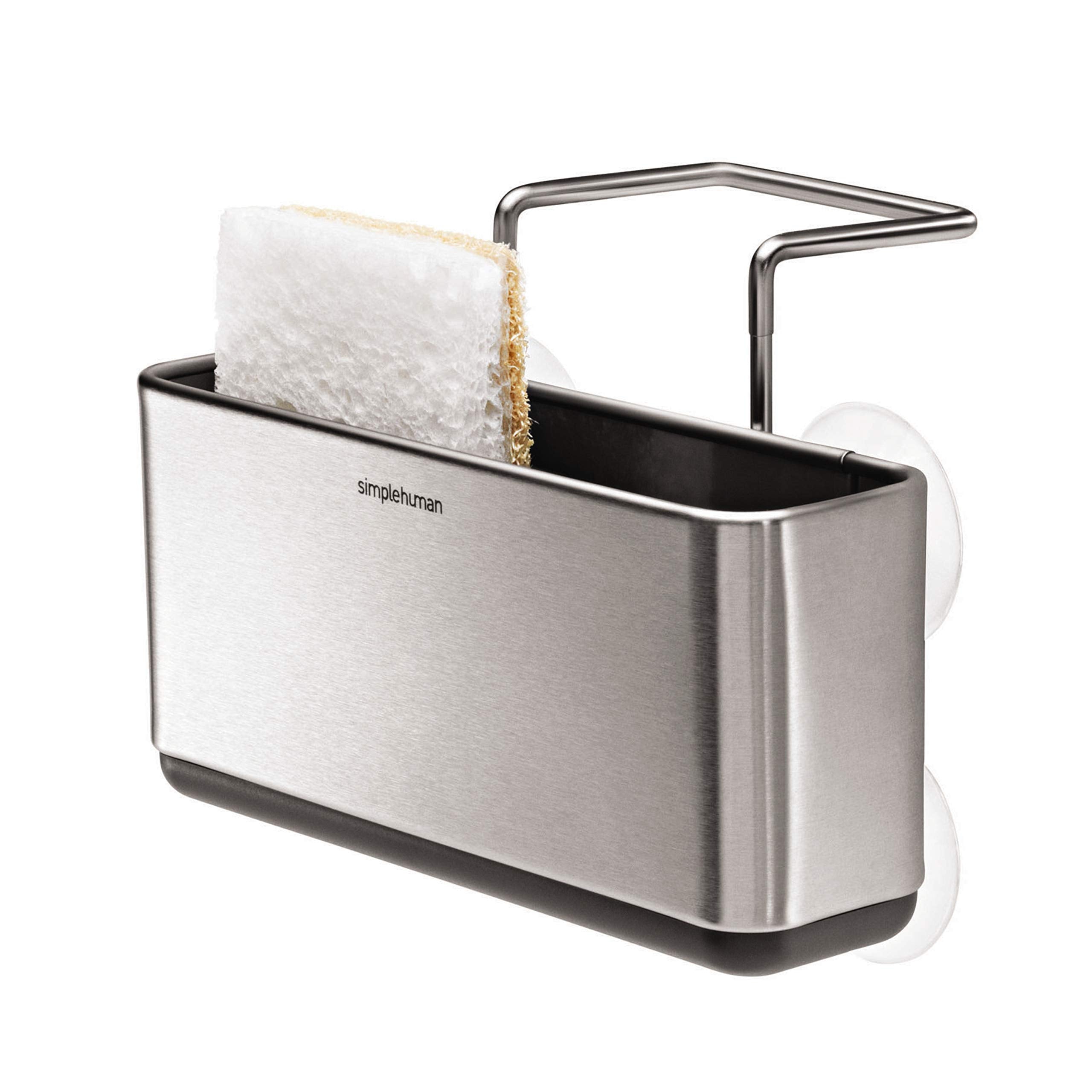 Simplehuman Slim Sink Caddy Sponge Holder, Brushed Stainless Steel, Silver