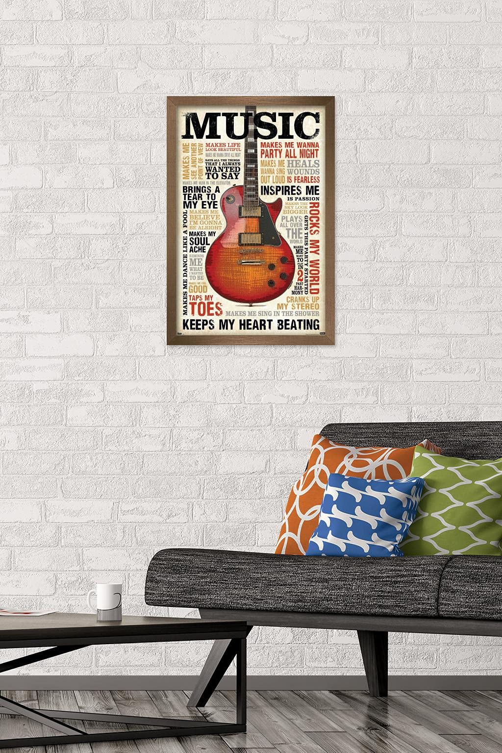 Trends International Music Inspires Me Wall Poster, 14.725'' X 22.375'', Bronze Framed Version