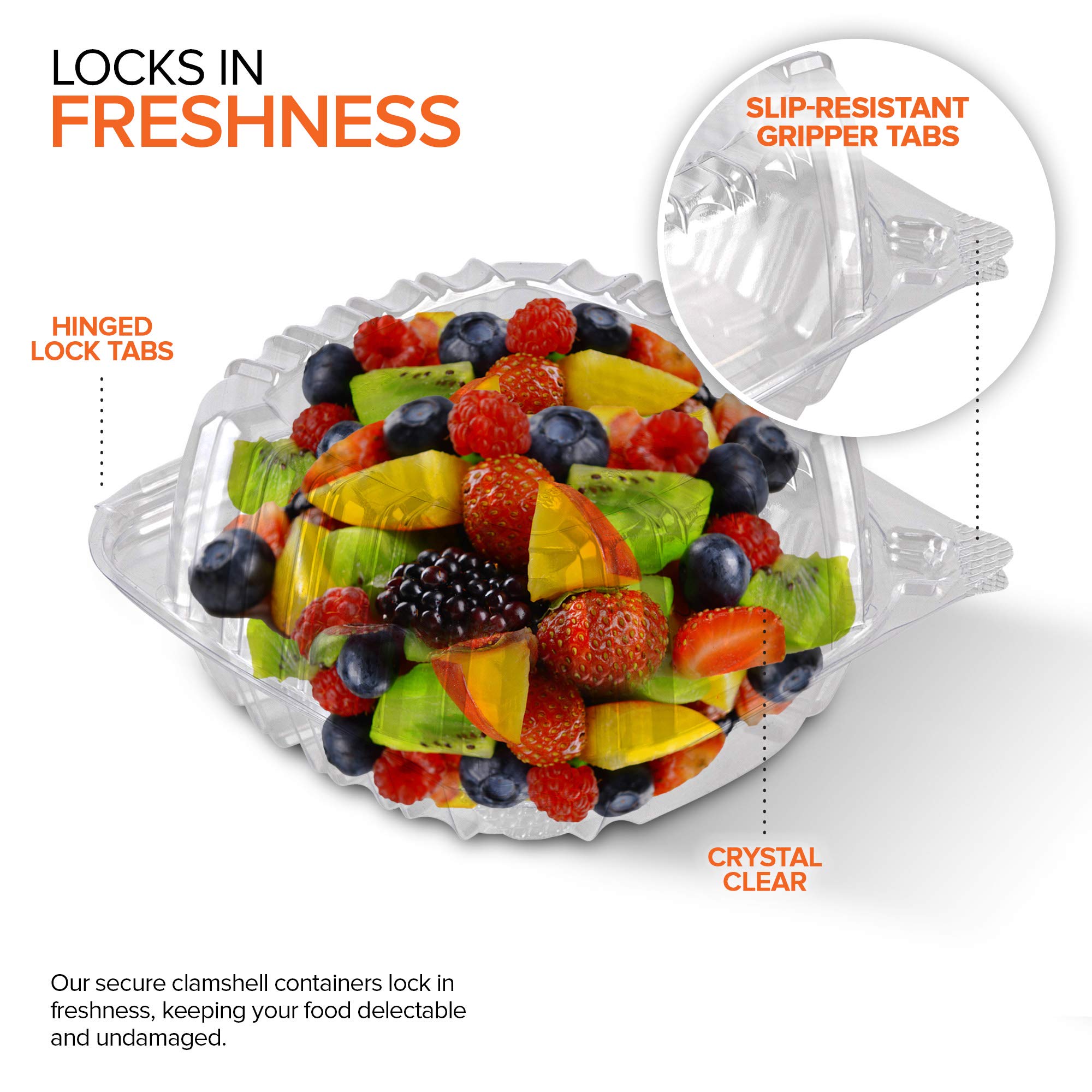 Disposable Plastic To Go Containers With Clear Lids (50 Pack) Fancy Hinged Top Square Clamshell Food Boxes For Take Out, Home Pa