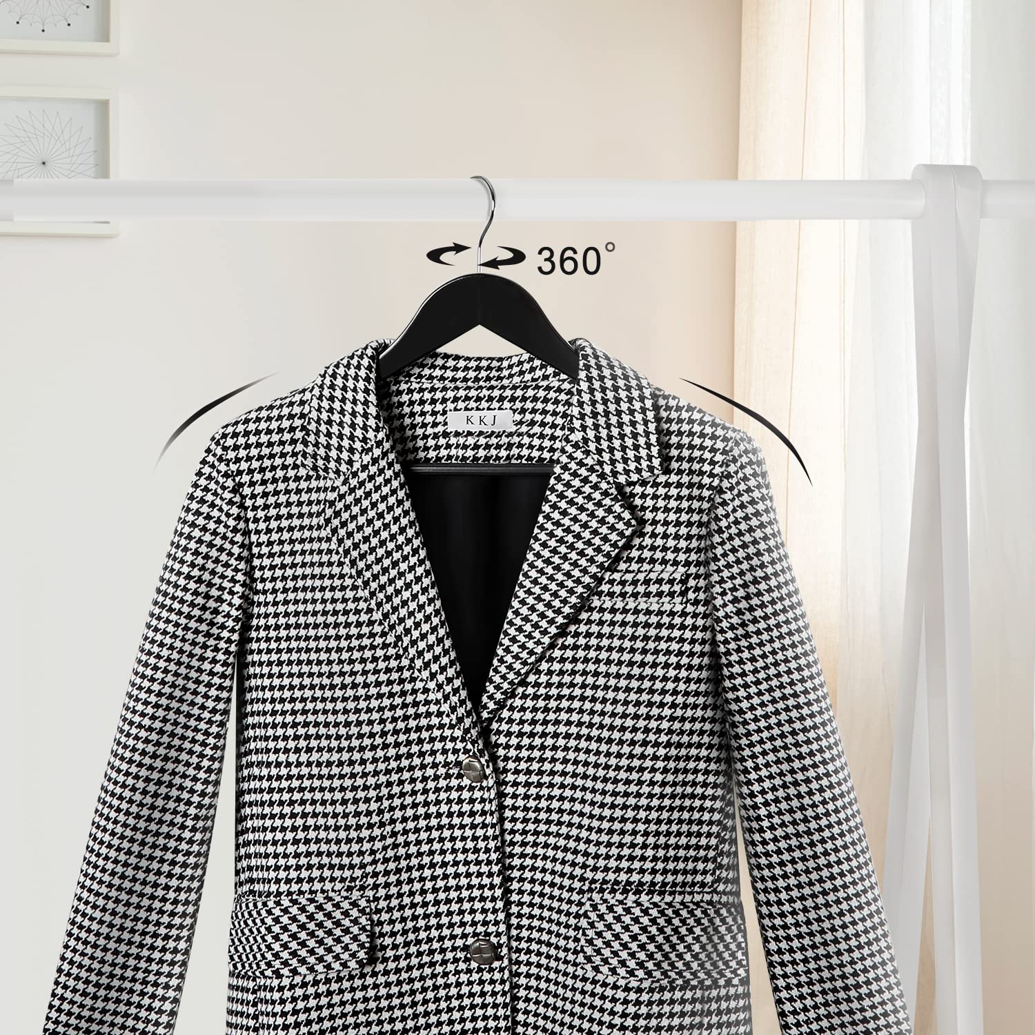 Topia Hanger Wooden Coat Hangers 30 Pack, Black Wood Suit Hangers With Non Slip Pants Bar, 360 Swivel Hook And Shoulder Notches