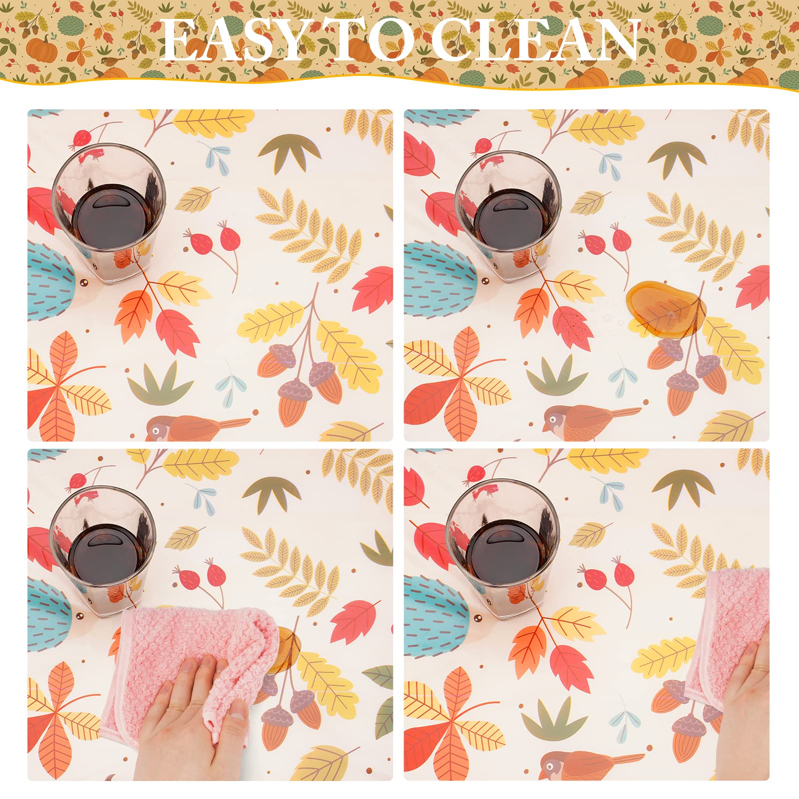 Cakka Thanksgiving Tablecloth Plastic 54X108 Inch, 3 Pack Disposable Fall Pumpkin Table Cover, Orange Marple Leaf Rectangle Autu