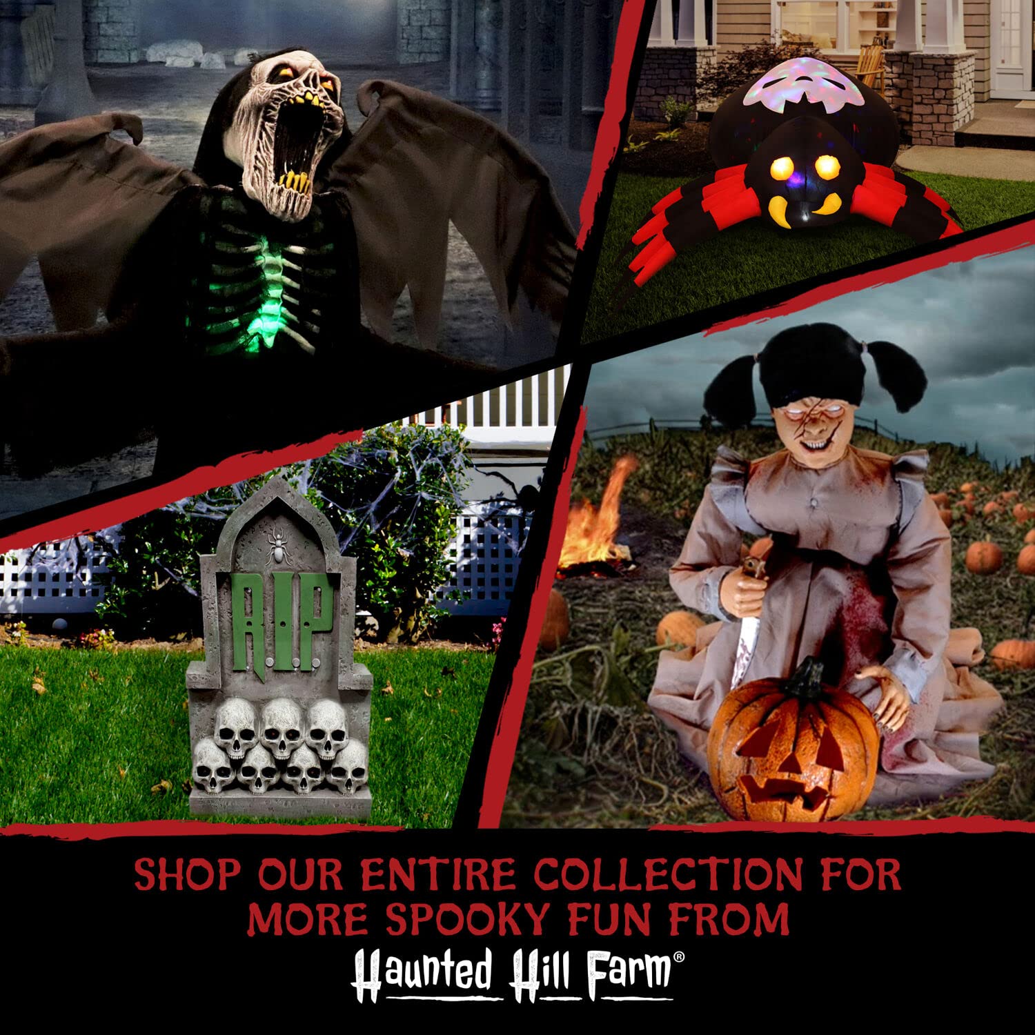 Haunted Hill Farm 10.5-ft. Haunted House Arch Blow Up with Lights, Modern Inflatable Decorations for Halloween, Giant Spooky Out
