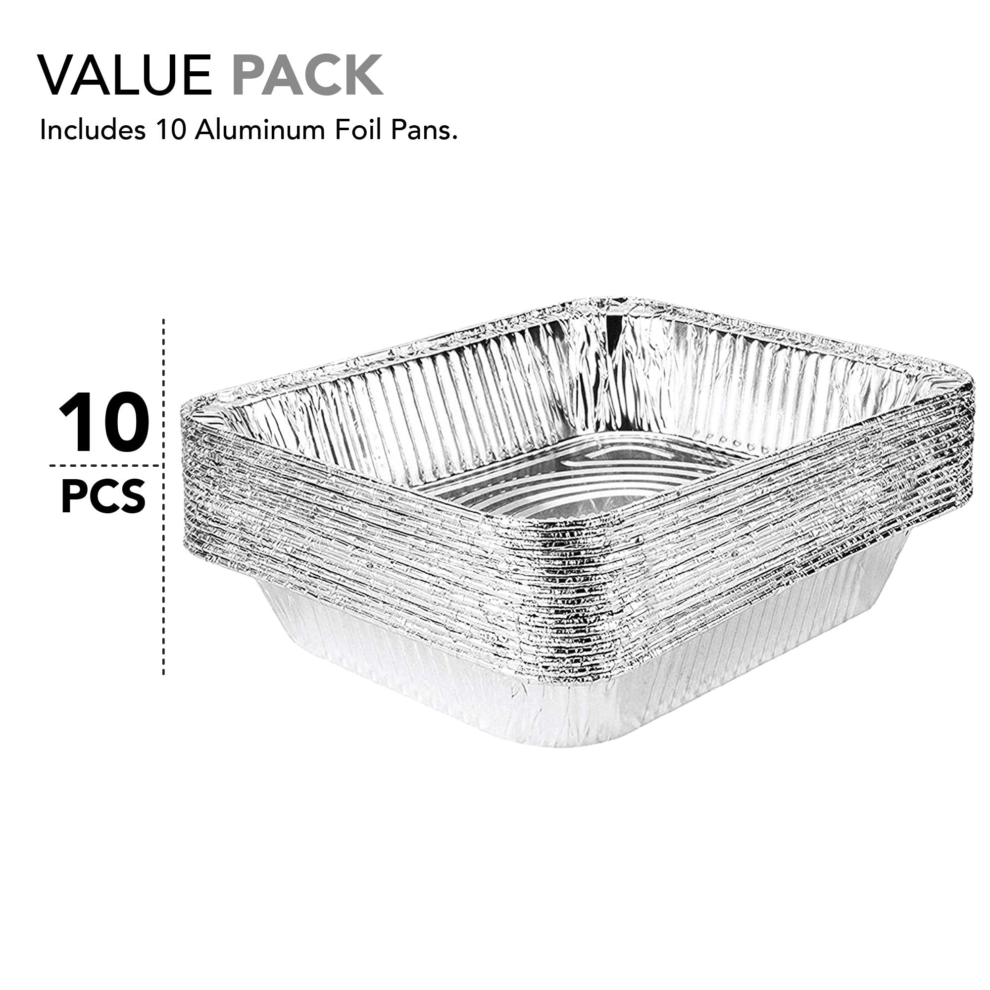 Aluminum Pans 9X13 Disposable Foil Pans (10 Pack) - Half Size Steam Table Deep Aluminum Trays - Tin Foil Disposable Pans Great F