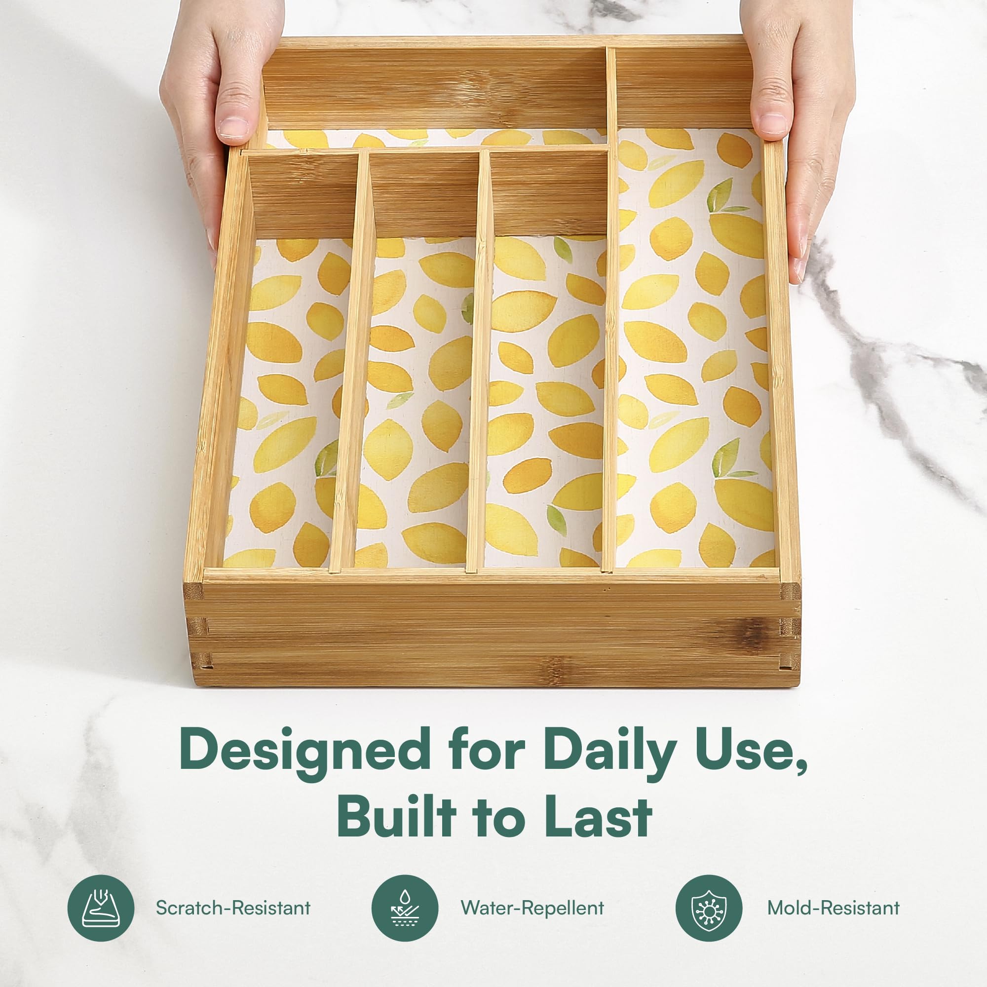 Pristine Bamboo Kitchen Drawer Organizer - Silverware Organizer For Kitchen Organization & Storage, Utensil Holder & Bamboo Orga