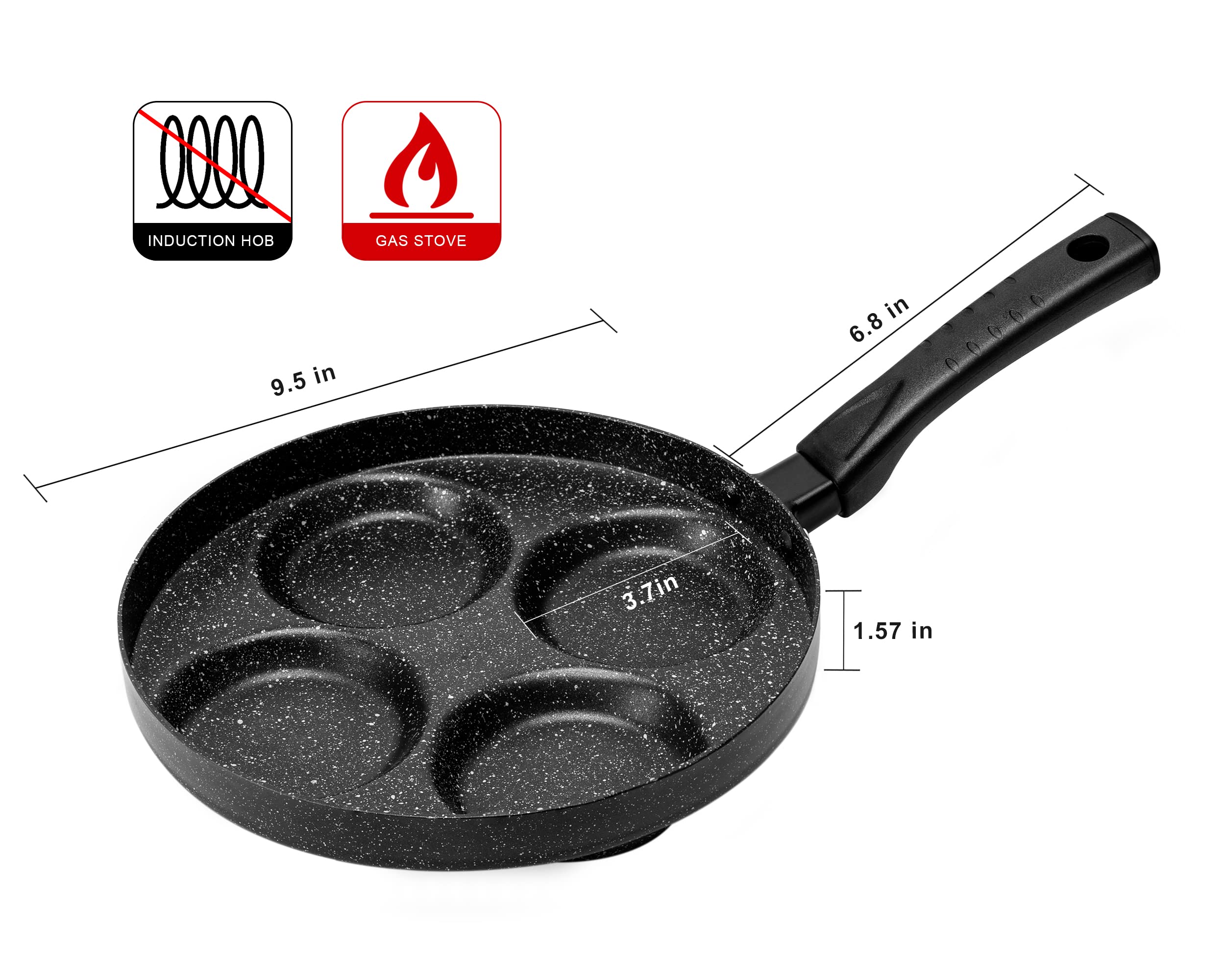 Mylifeunit Aluminum 4-Cup Egg Frying Pan, Non Stick Egg Cooker Pan
