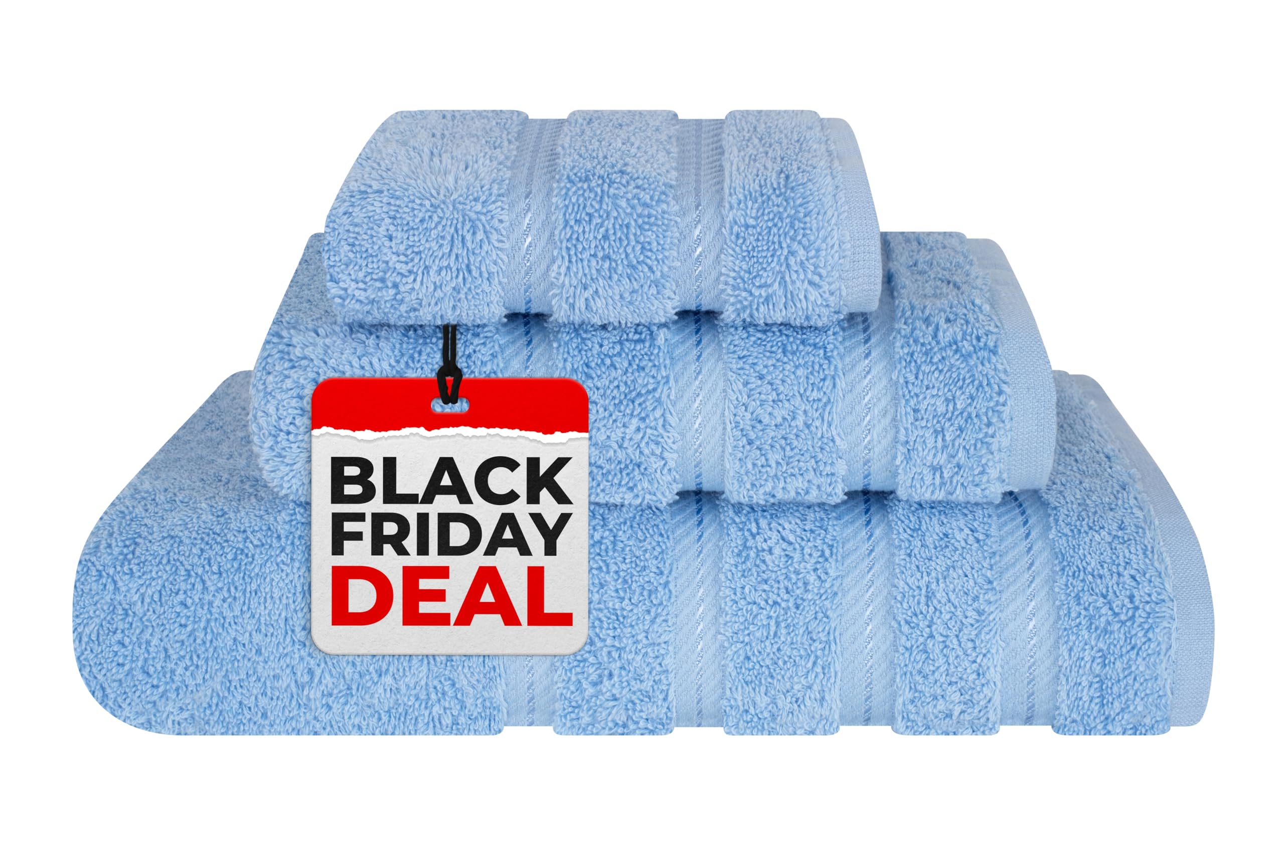 American Soft Linen Luxury 3 Piece Towel Sets, 1 Bath Towel 1 Hand Towel 1 Washcloth, 100% Turkish Cotton Towels For Bathroom, L