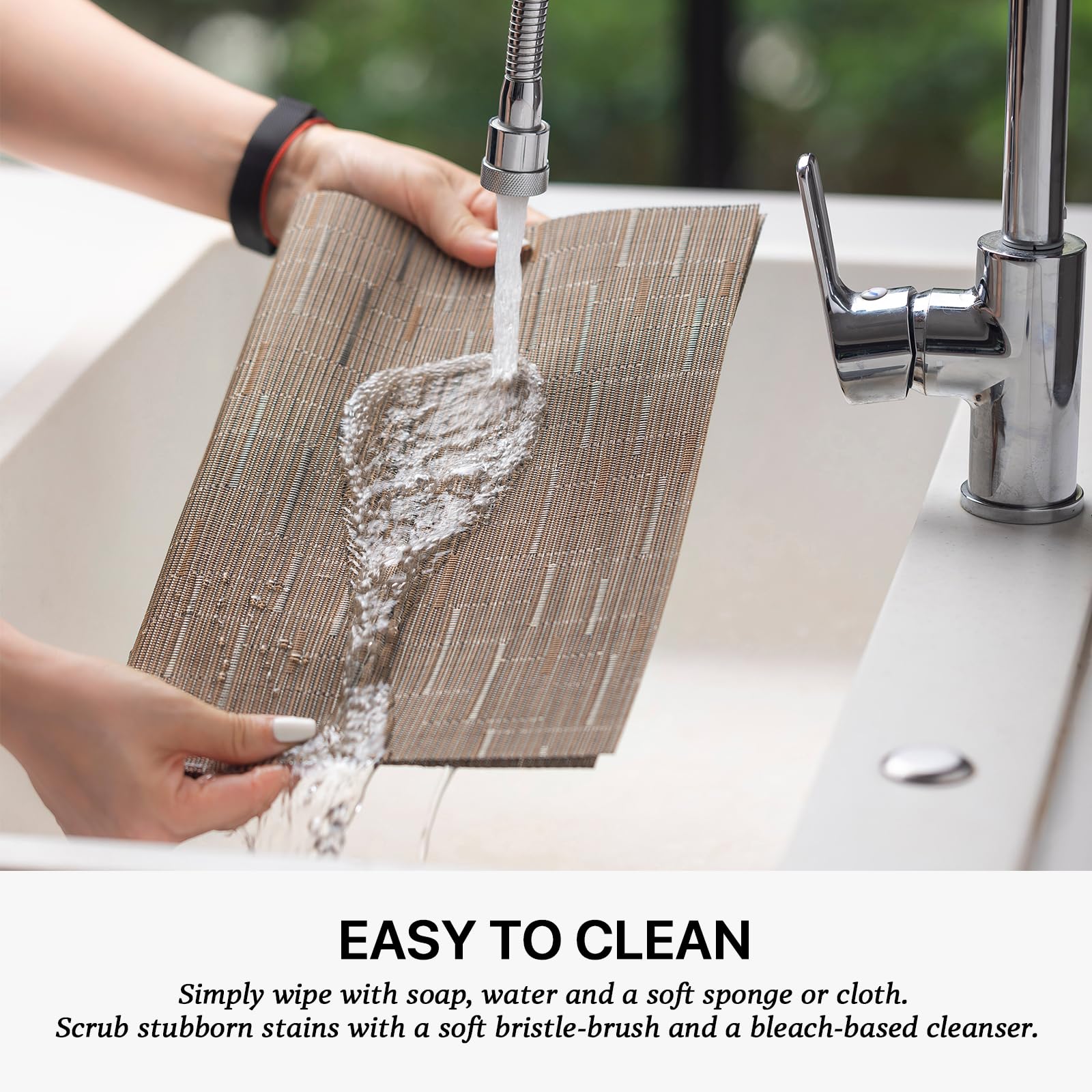 Lexmore Pvc Woven Placemats 12 Pcs Wipeable Indoor/Outdoor Table Mats Washable Vinyl Place Mats For Dining Table, Set Of 12-Ligh