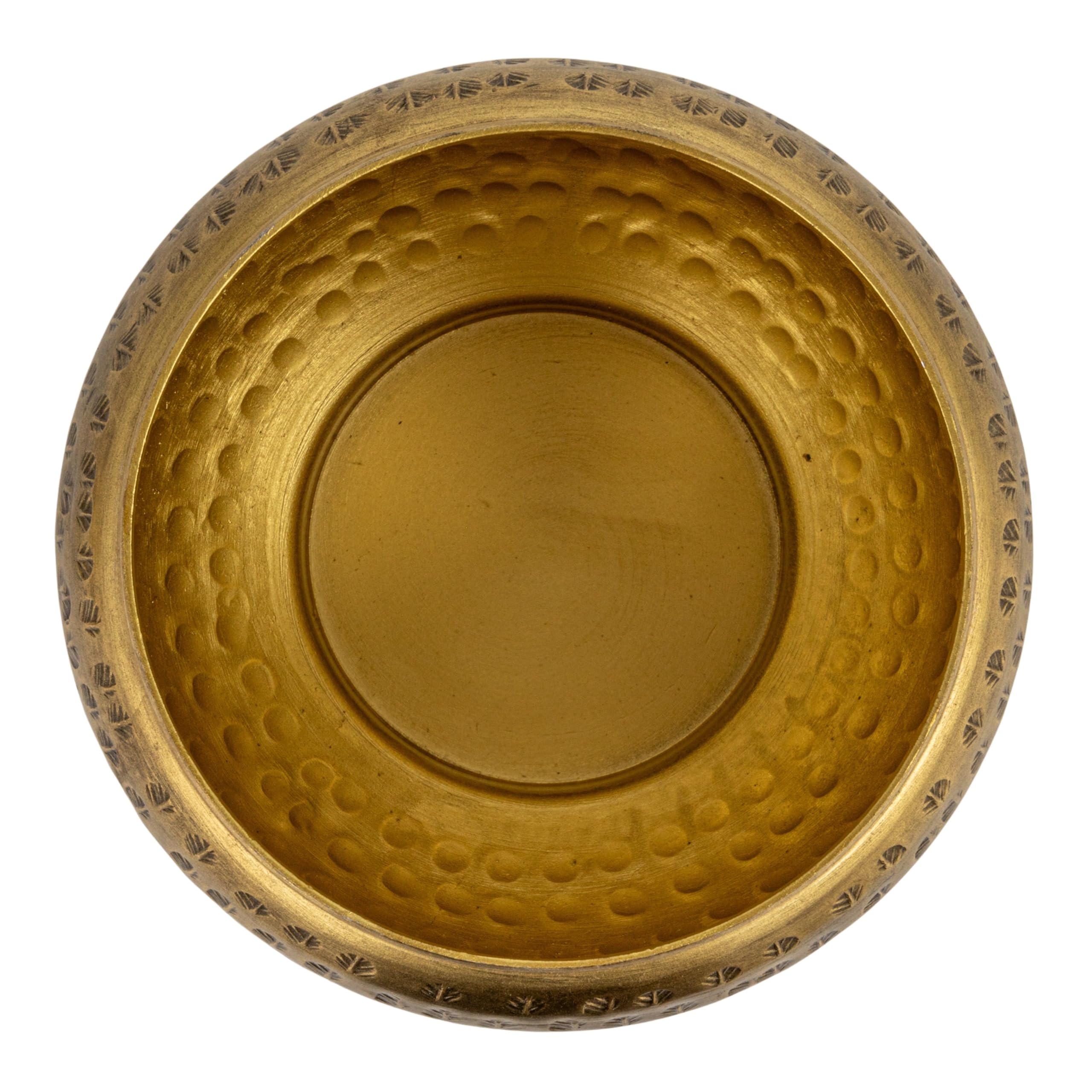 Creative Co-Op Round Hammered Metal Container with Butterfly Finial, Brass Finish